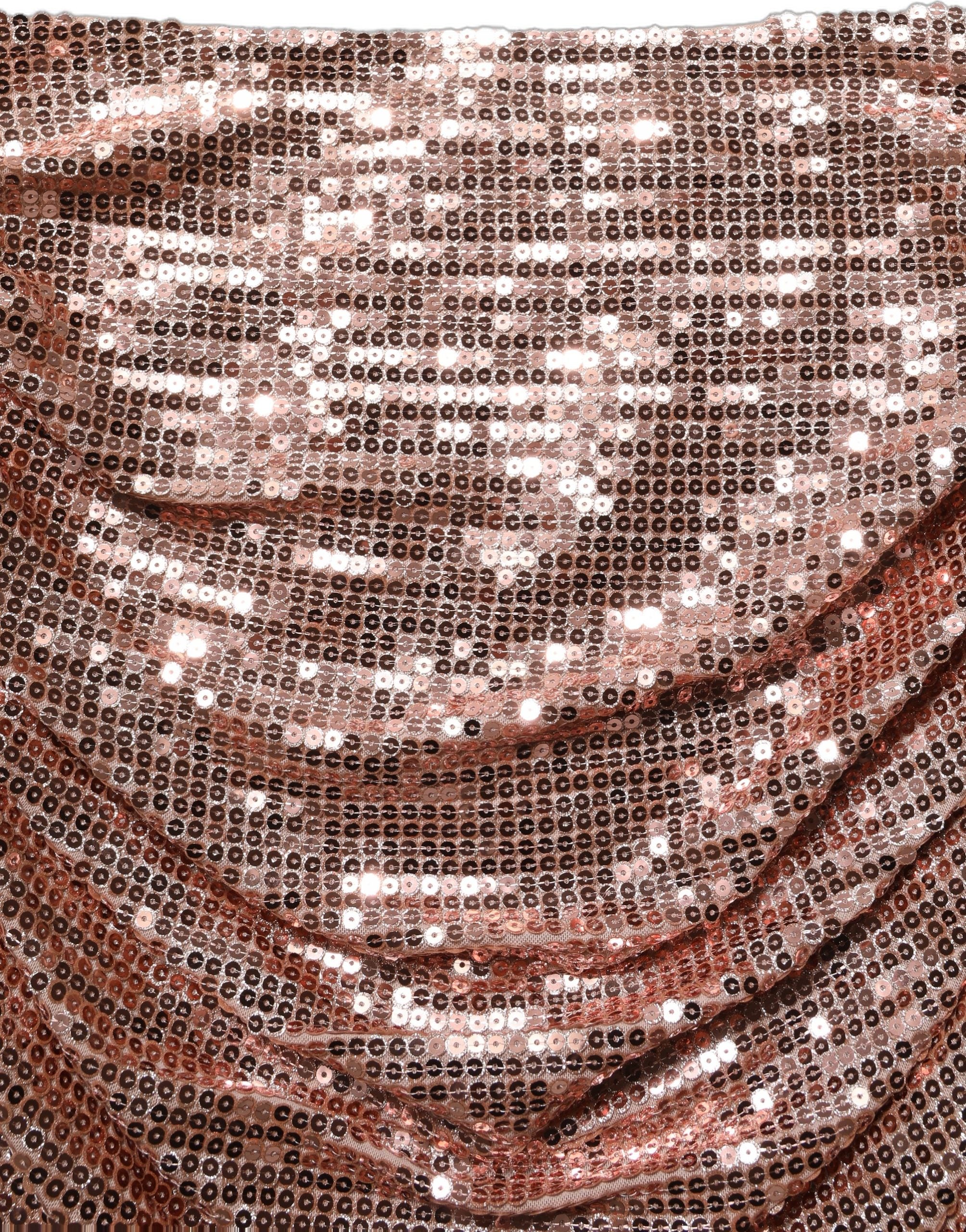 Dolce & Gabbana Maxi-Rock mit hohem Bund, Raffungen und Pailletten in Roségold