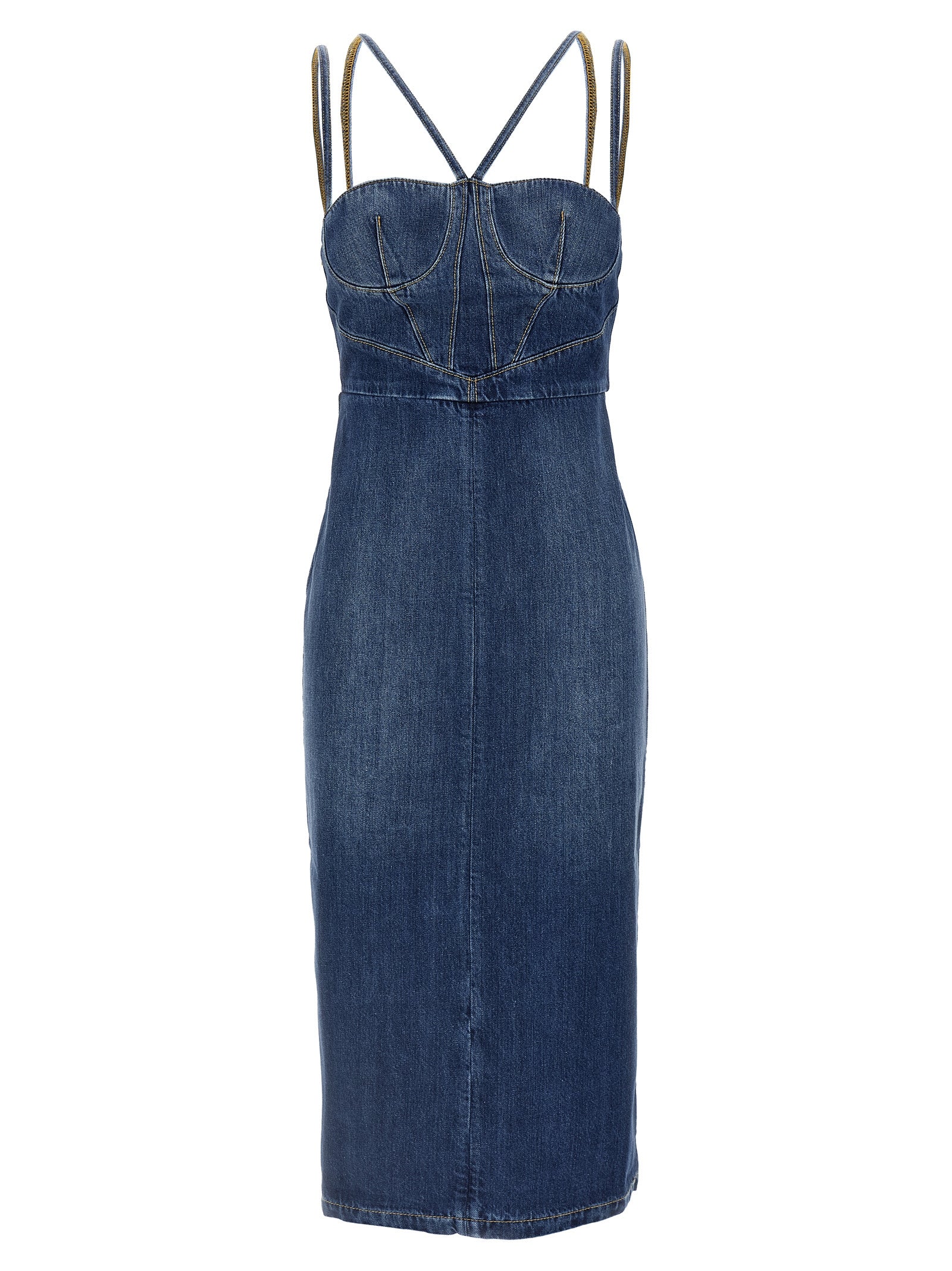 Nensi Dojaka Blaues Baumwoll-Midikleid