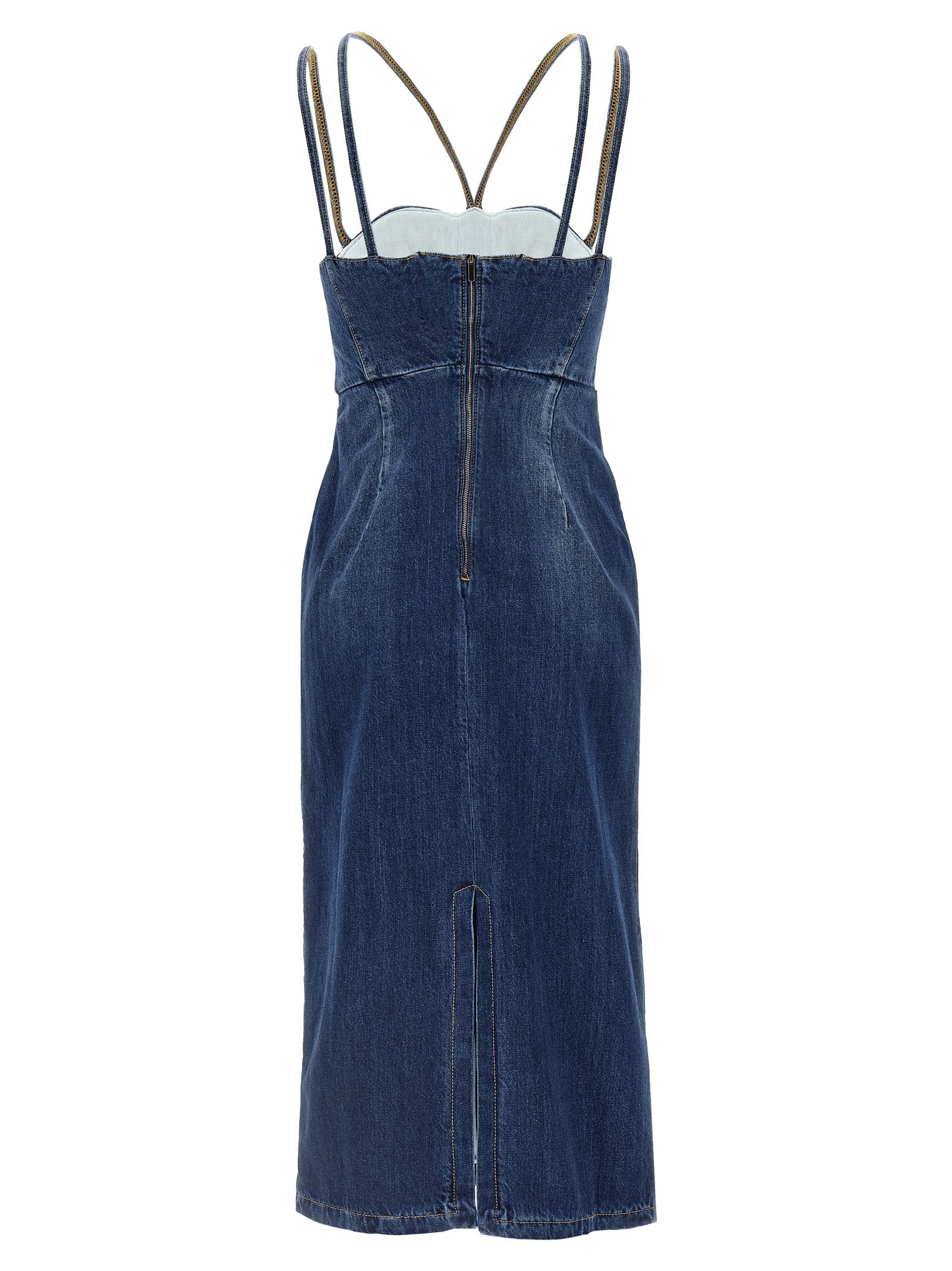 Nensi Dojaka Blaues Baumwoll-Midikleid