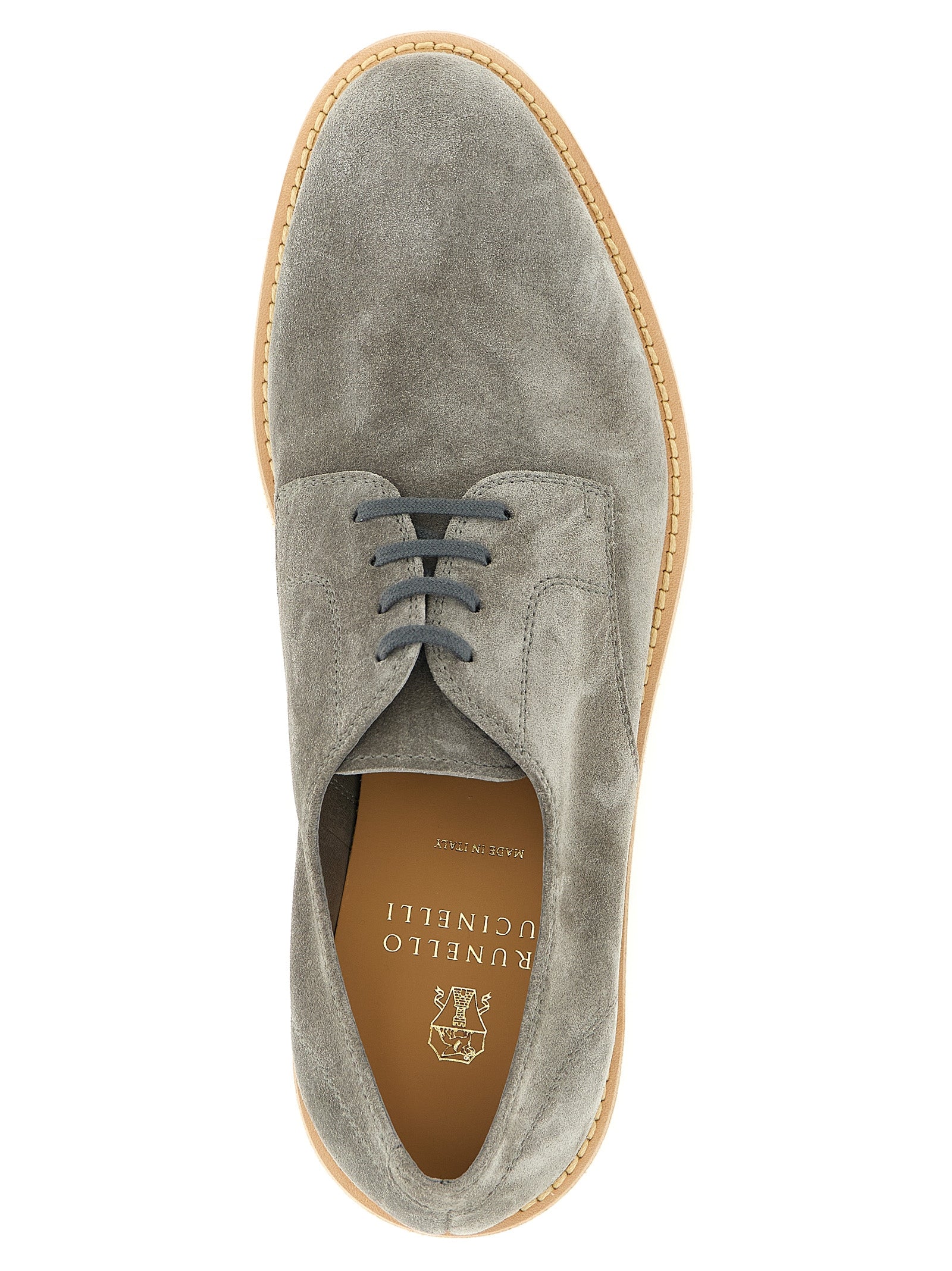 Brunello Cucinelli Graue Leder Oxford- und Derby-Schuhe