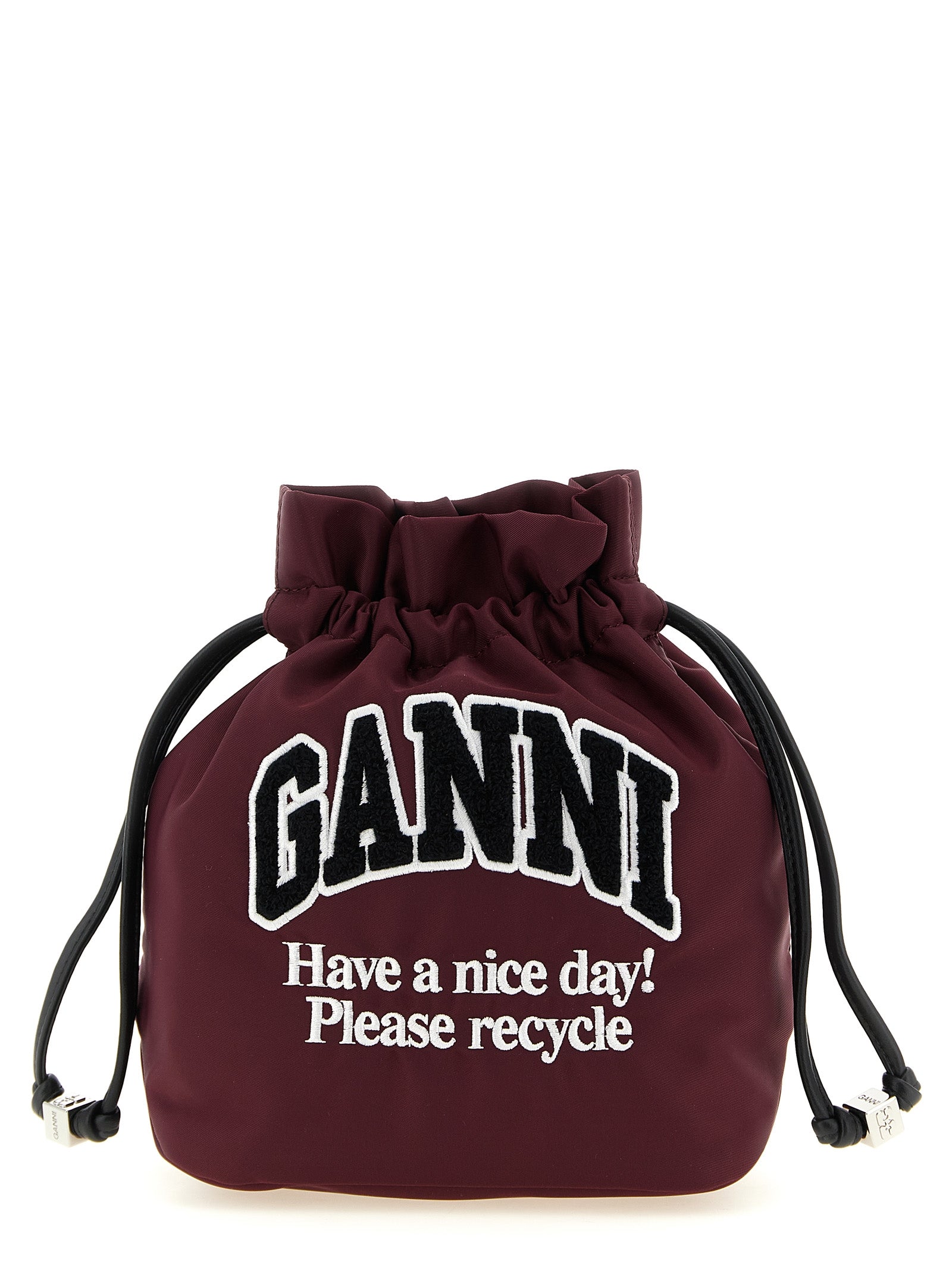 Ganni Clutch Bag aus recyceltem Polyamid in Bordeaux