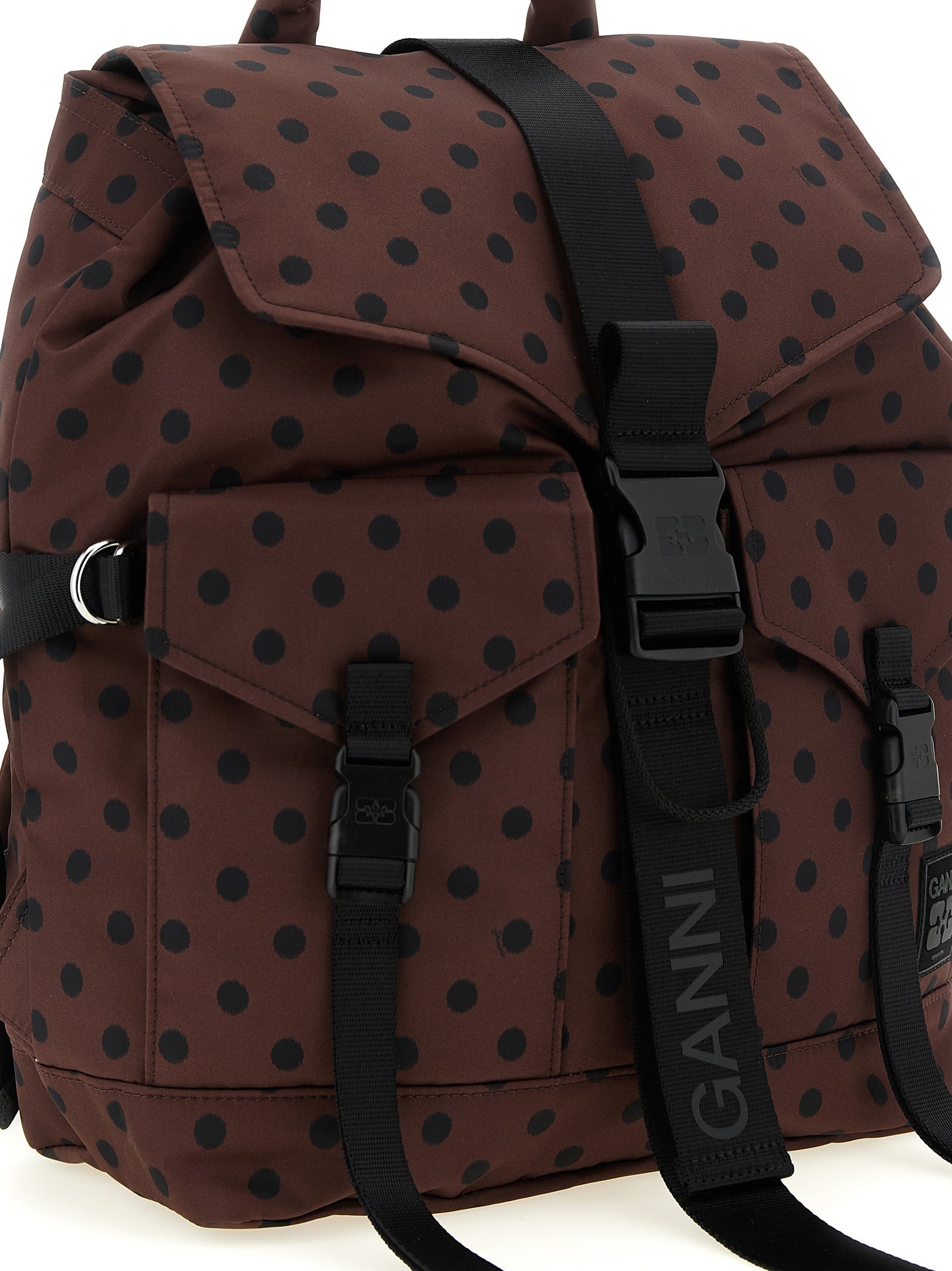 Ganni Brauner Rucksack aus recyceltem Polyamid