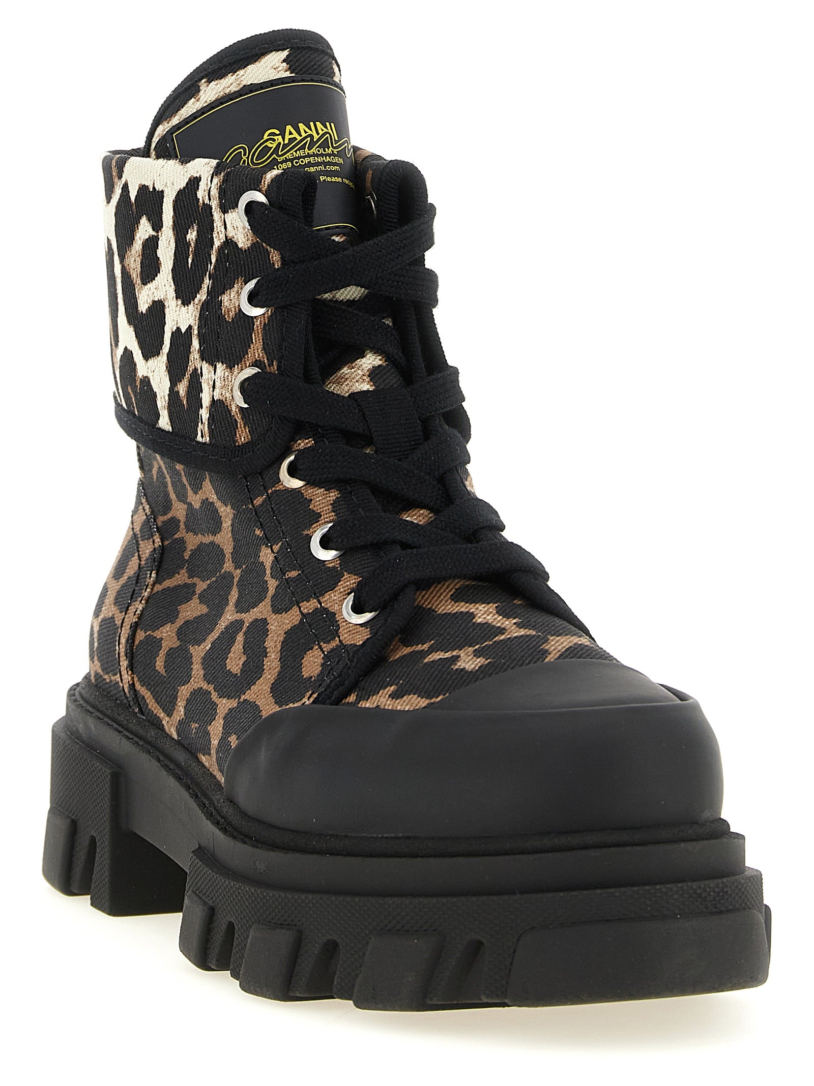 Ganni Mehrfarbige Schnürstiefel aus Baumwolle