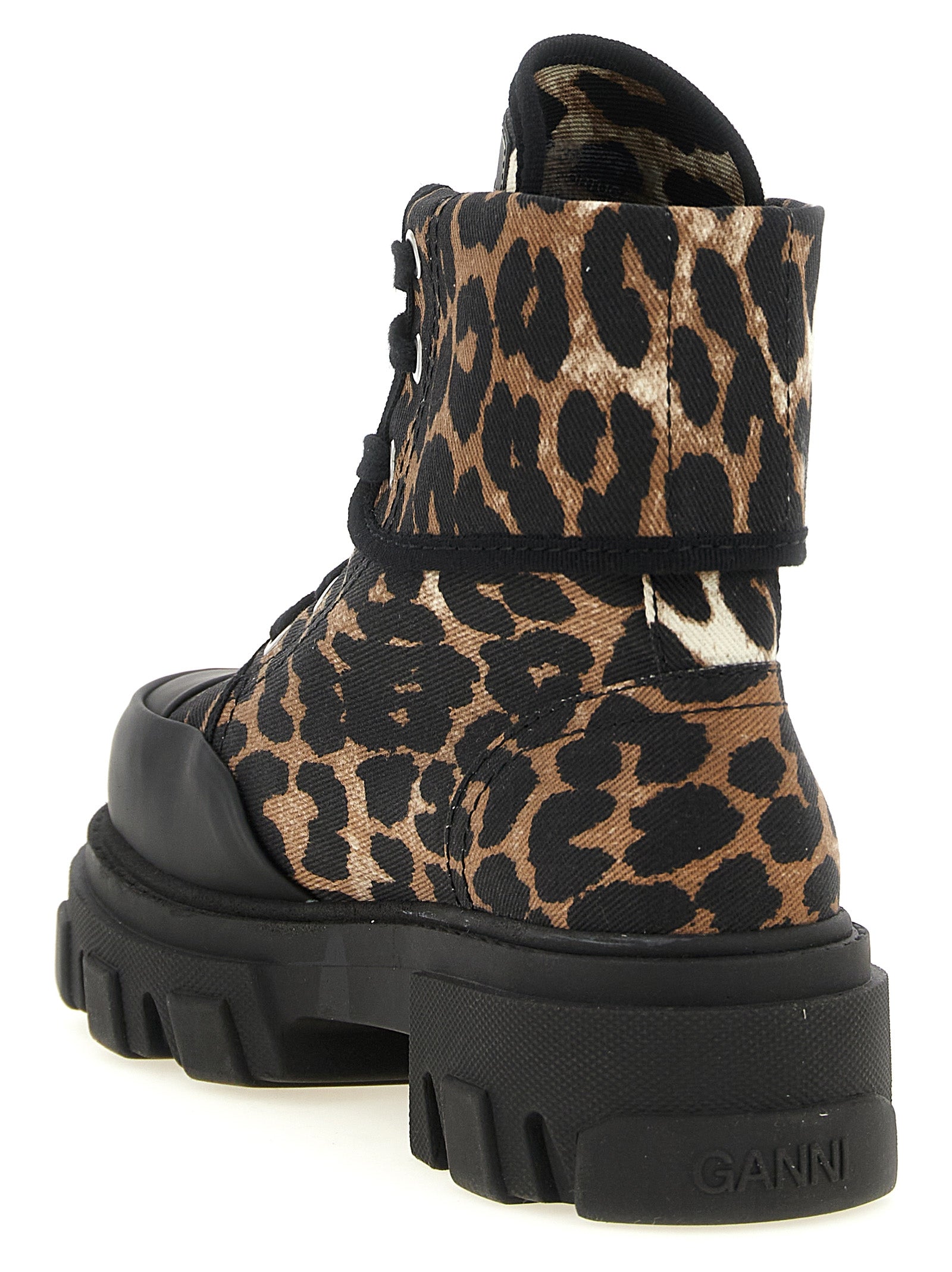 Ganni Mehrfarbige Schnürstiefel aus Baumwolle