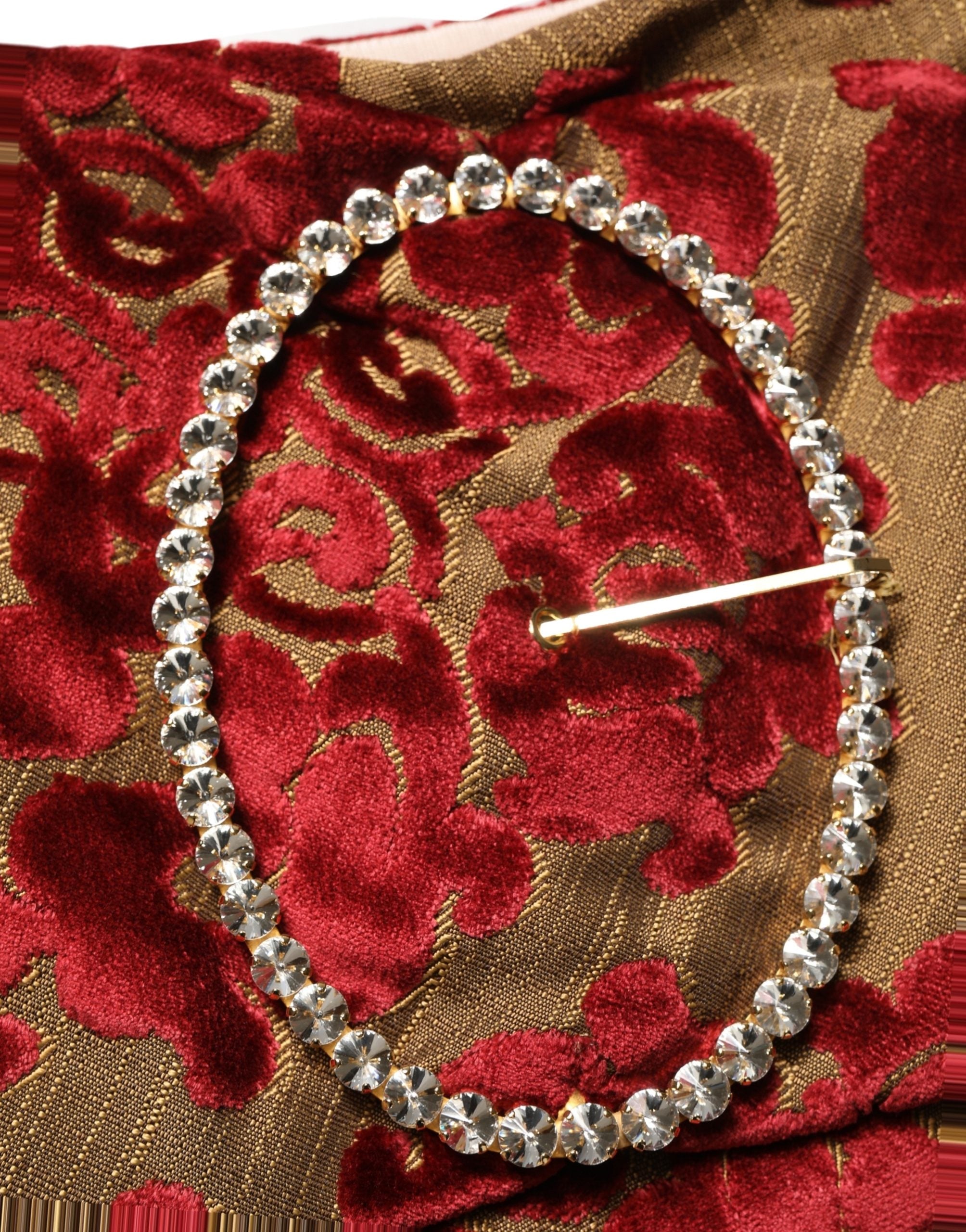 Dolce & Gabbana Minirock aus bordeauxrotem Blumenjacquard mit Strasssteinen