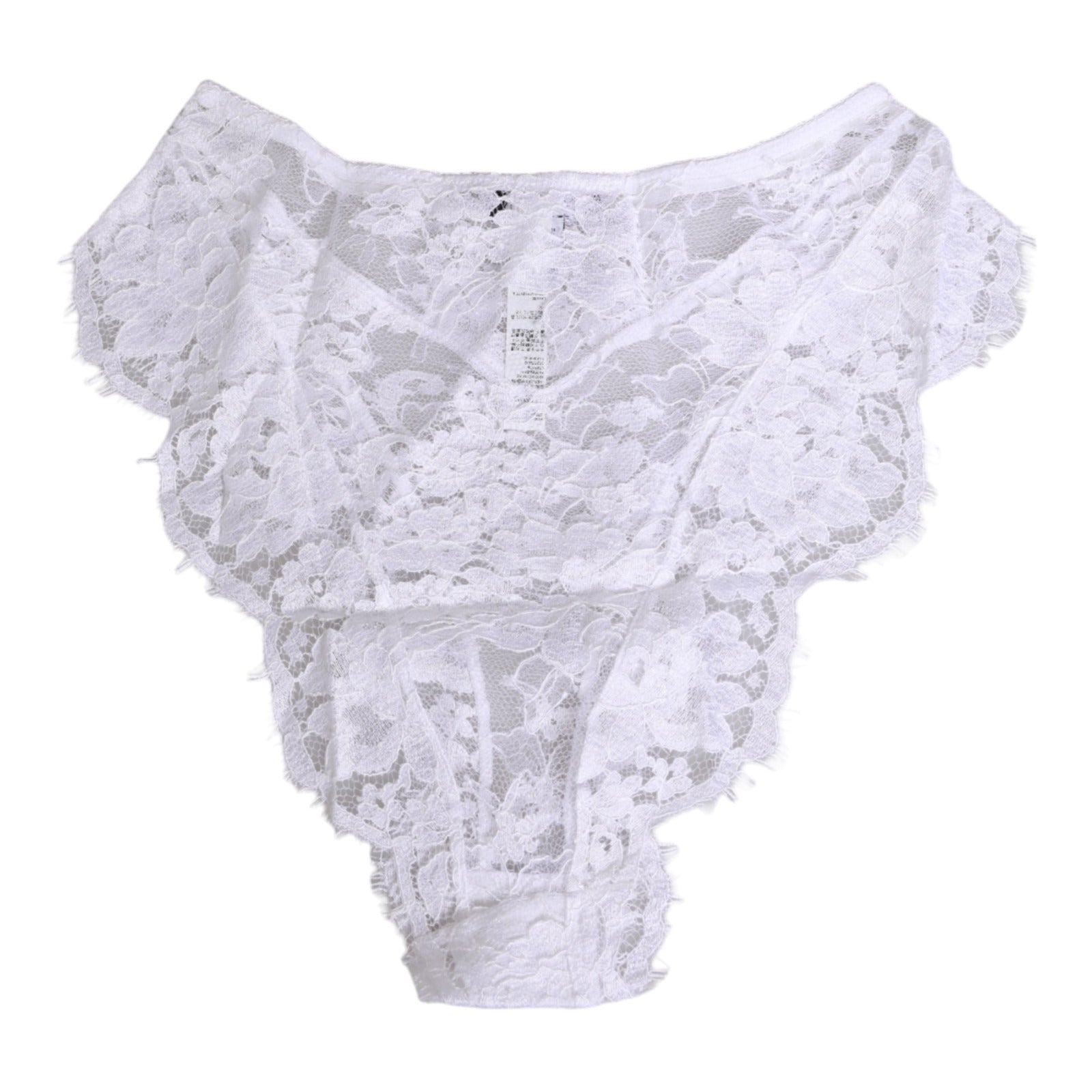 Dolce & Gabbana Weiße Panty mit floraler Spitze, tiefem Bund