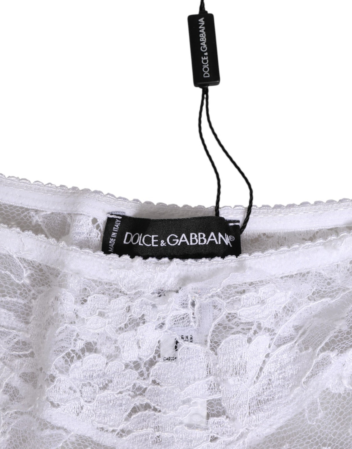 Dolce & Gabbana Weiße Panty mit floraler Spitze, tiefem Bund