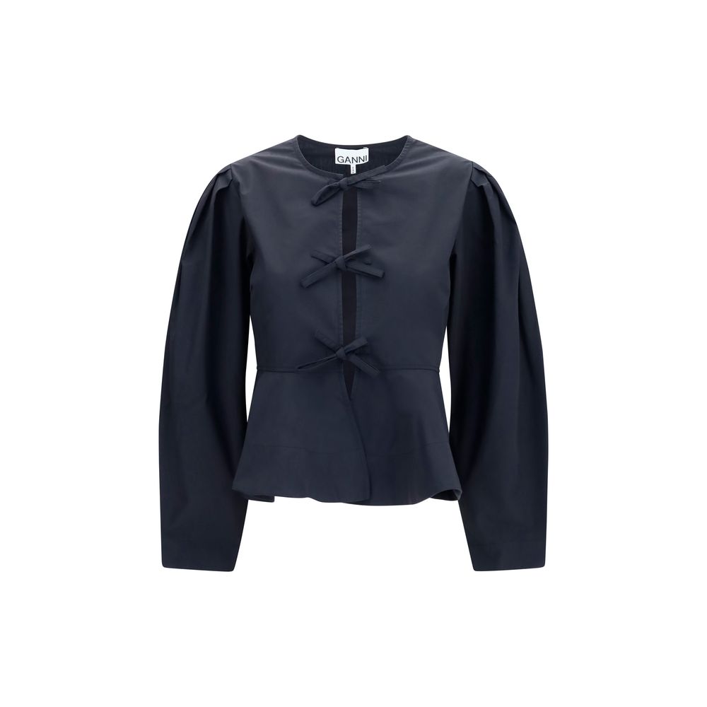 Ganni Schwarze Baumwollbluse