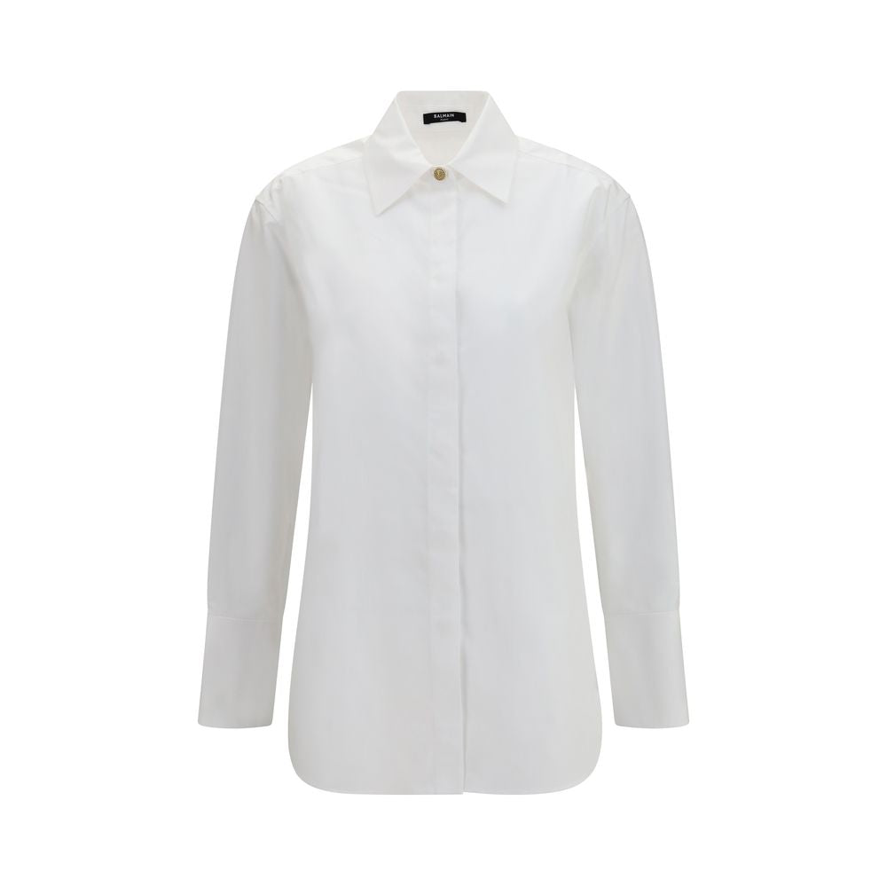 Balmain Weißes Baumwollkleidhemd