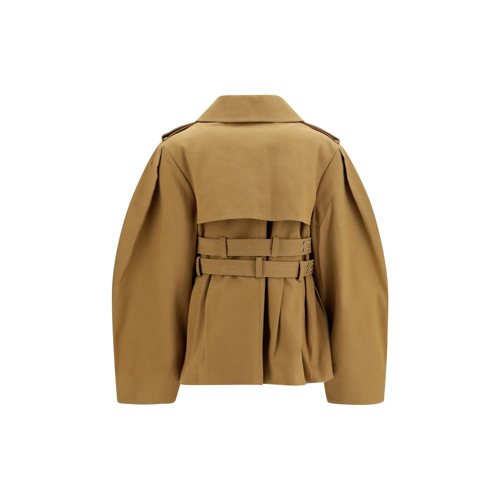 Ganni Beige Baumwolljacke in voller Länge