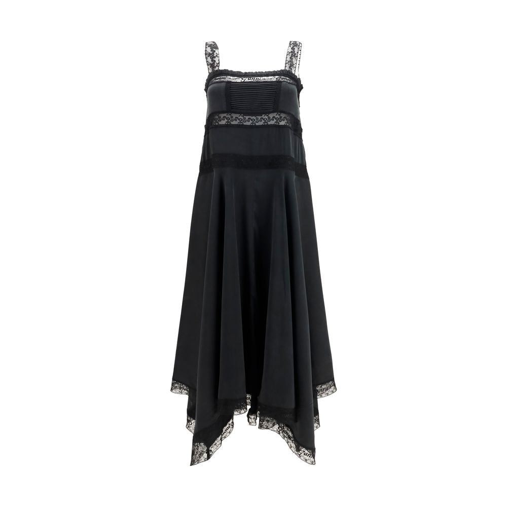 Ganni Schwarzes Seiden-Cocktailkleid