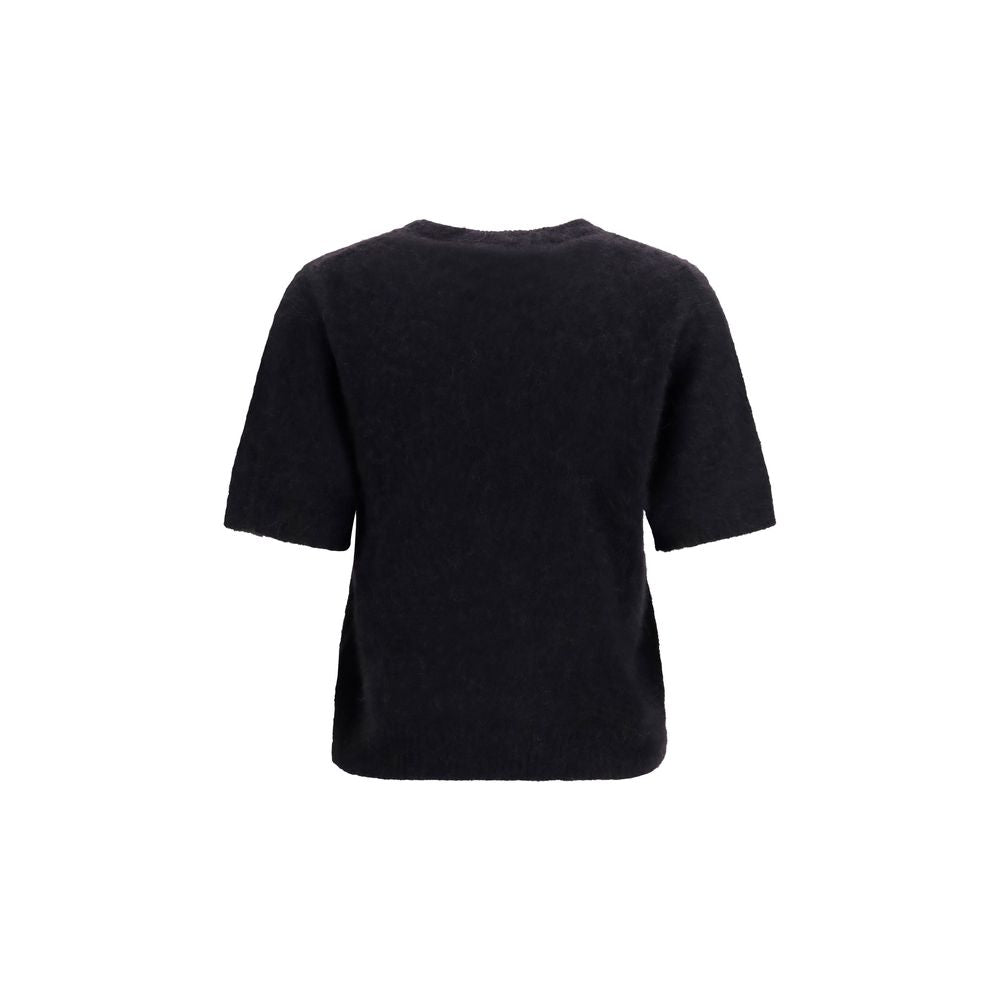 Ganni Schwarzes T-Shirt aus Alpaka Vicugna Pacos