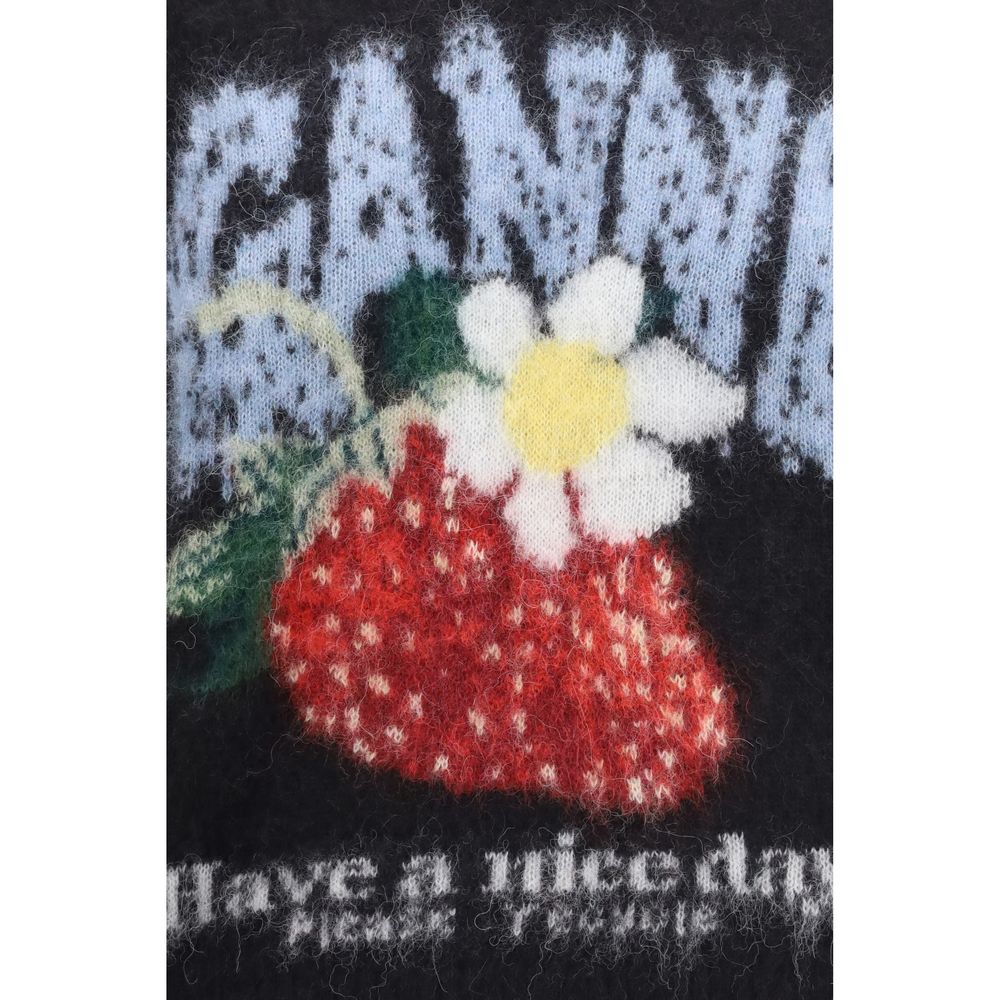 Ganni Schwarzes T-Shirt aus Alpaka Vicugna Pacos