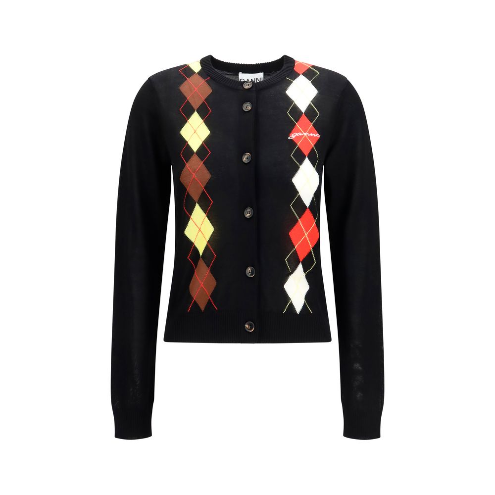 Ganni Schwarzer Baumwollcardigan