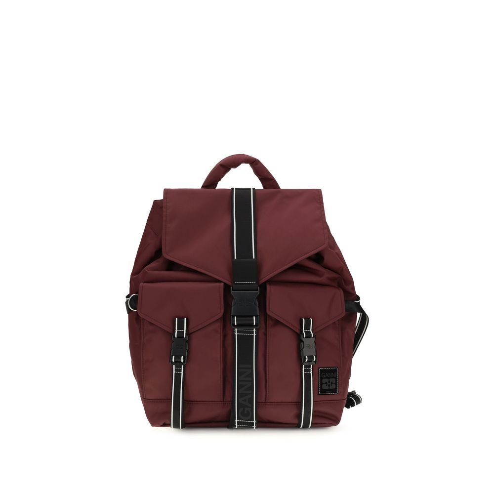 Ganni Rucksack aus recyceltem Polyamid in Bordeaux