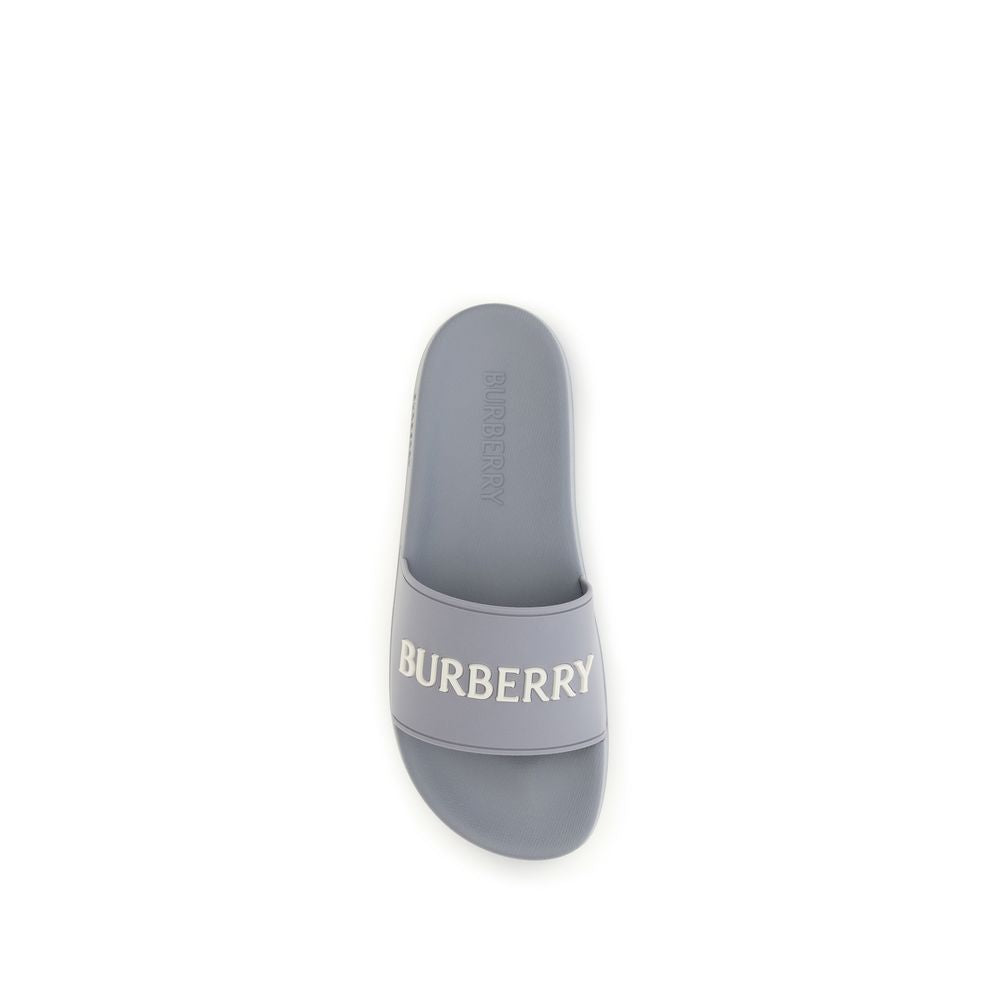 Burberry Graue Gummipantoletten