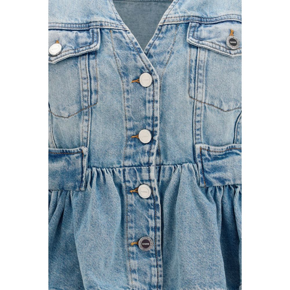 Ganni Blaue Jeansjacke aus Baumwolle