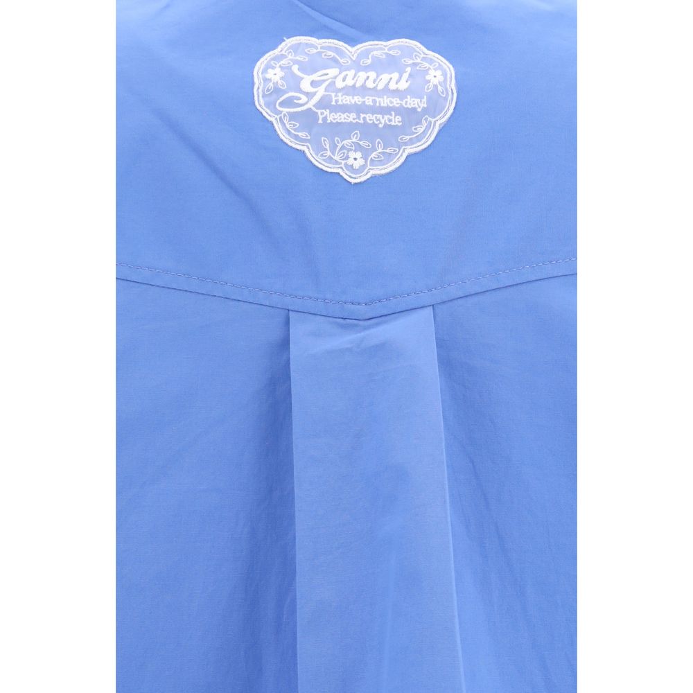 Ganni Blaues Baumwollhemd mit Muster
