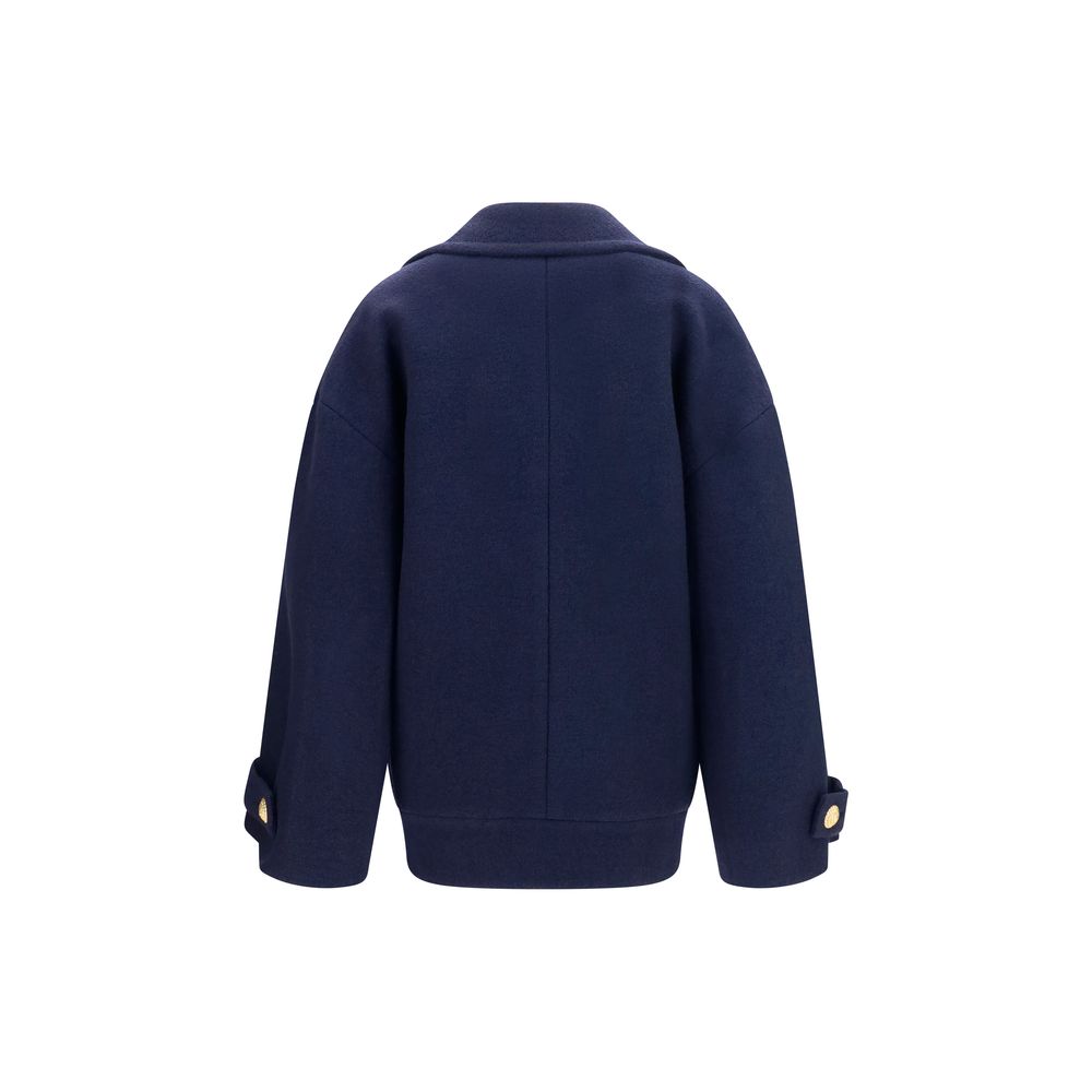 Balmain Blauer Wollmantel Oves Aries