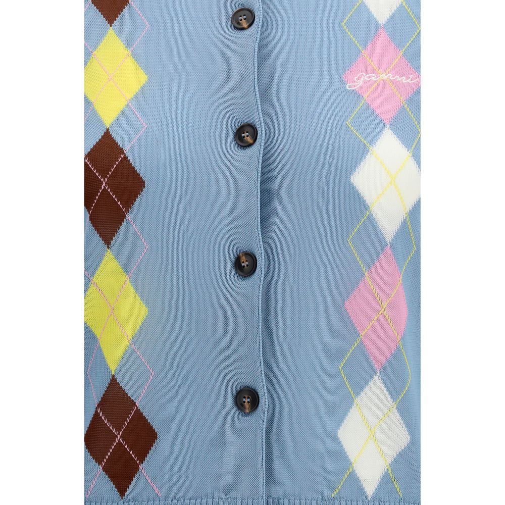 Ganni Blauer Baumwollcardigan