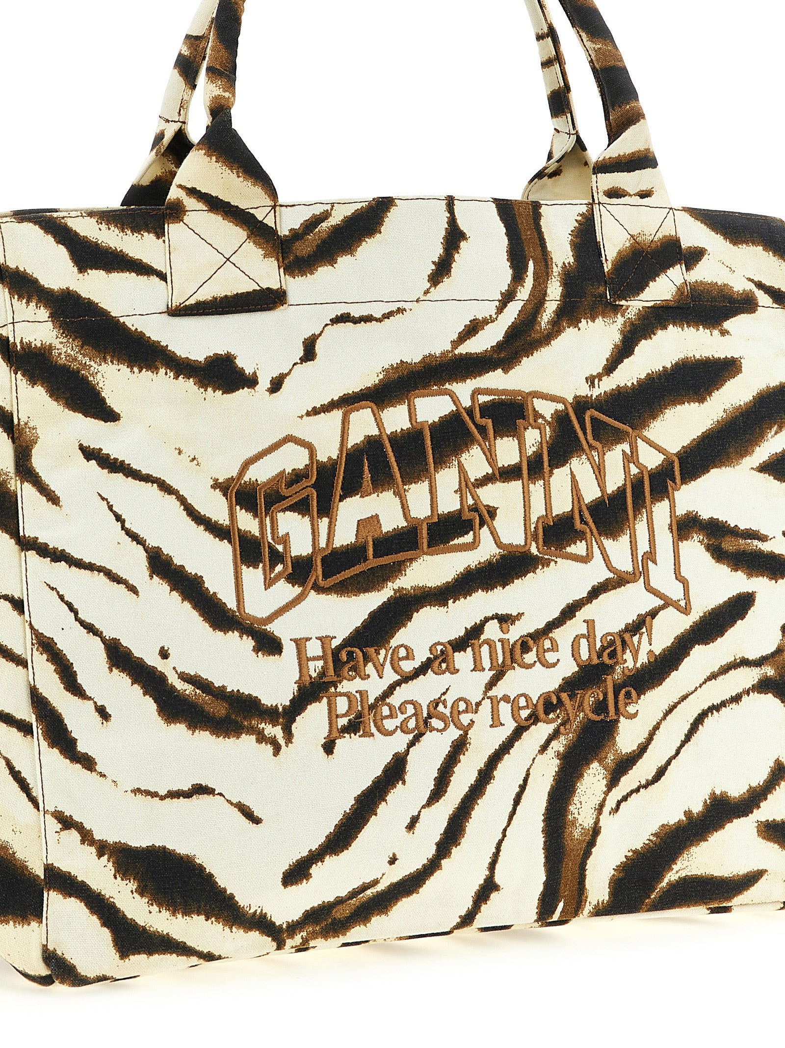 Ganni Beige Shopper aus recycelter Baumwolle