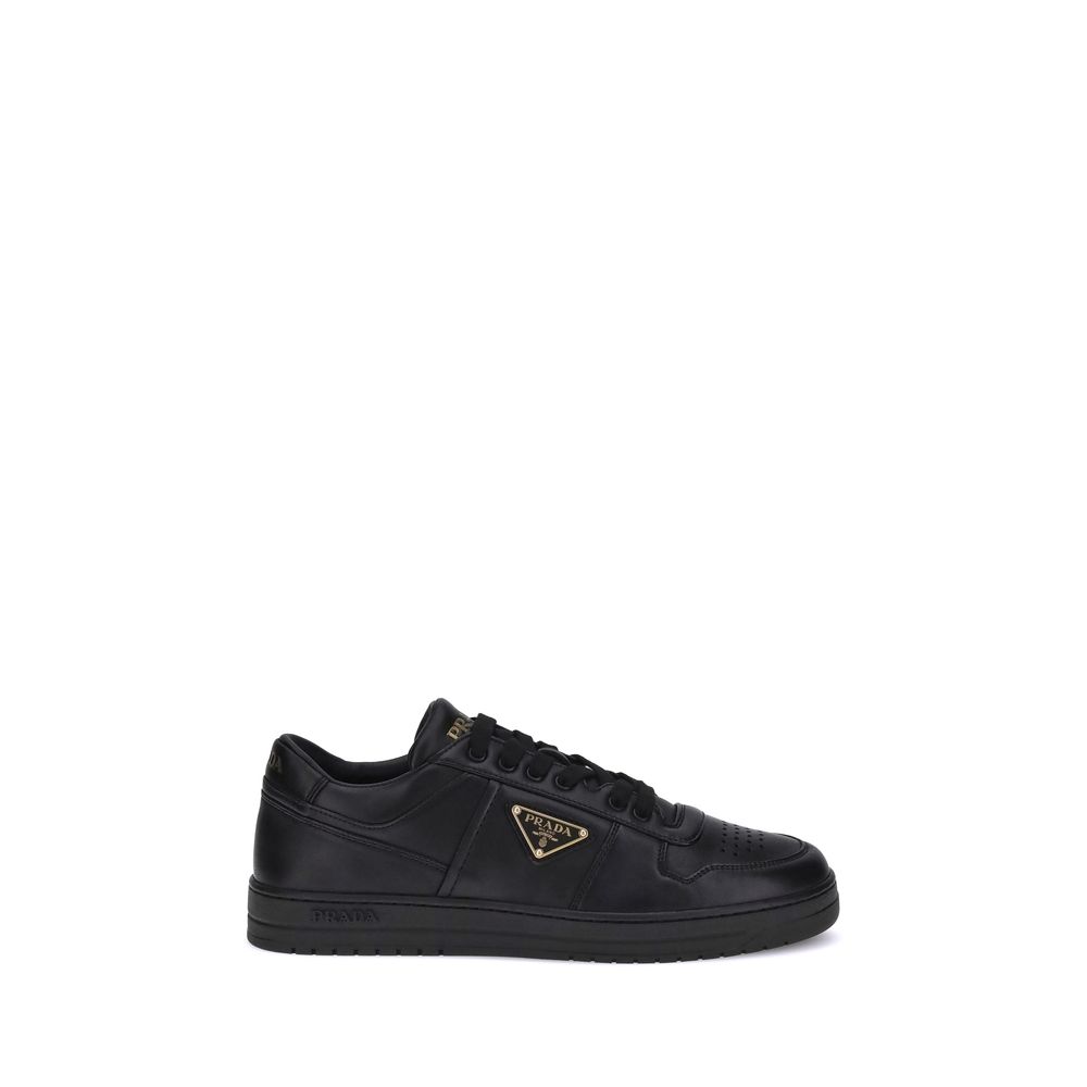 Prada Schwarze Bos Taurus Kalbsleder Low-Top-Sneaker
