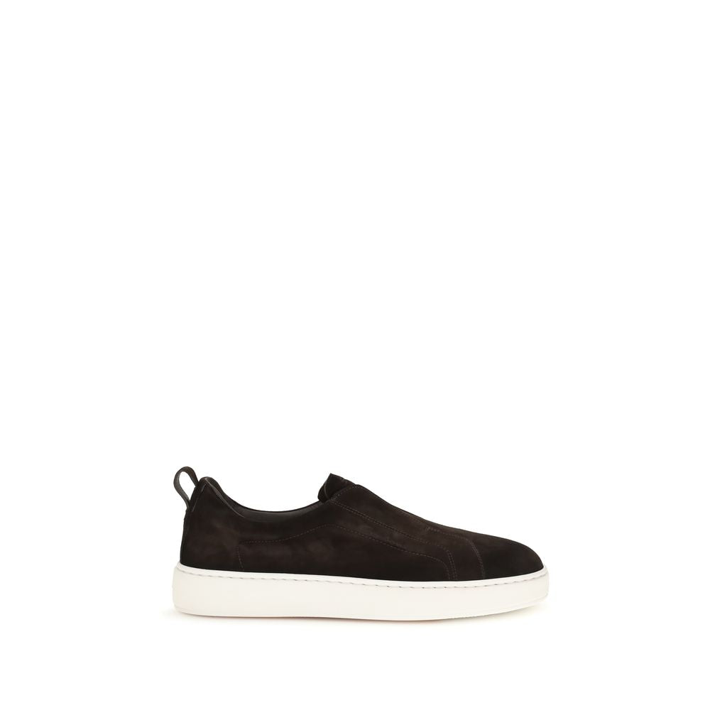 Santoni Braune Kalbsleder Bos Taurus Sneaker