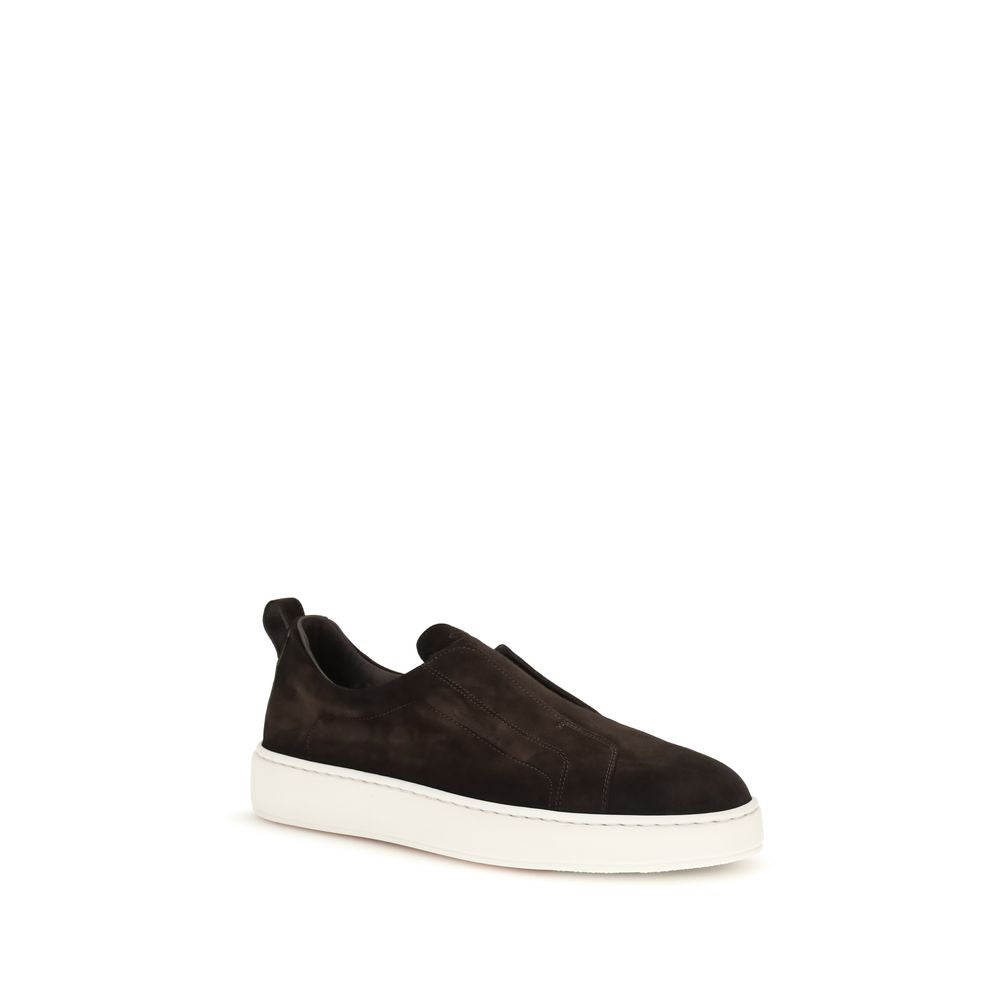 Santoni Braune Kalbsleder Bos Taurus Sneaker