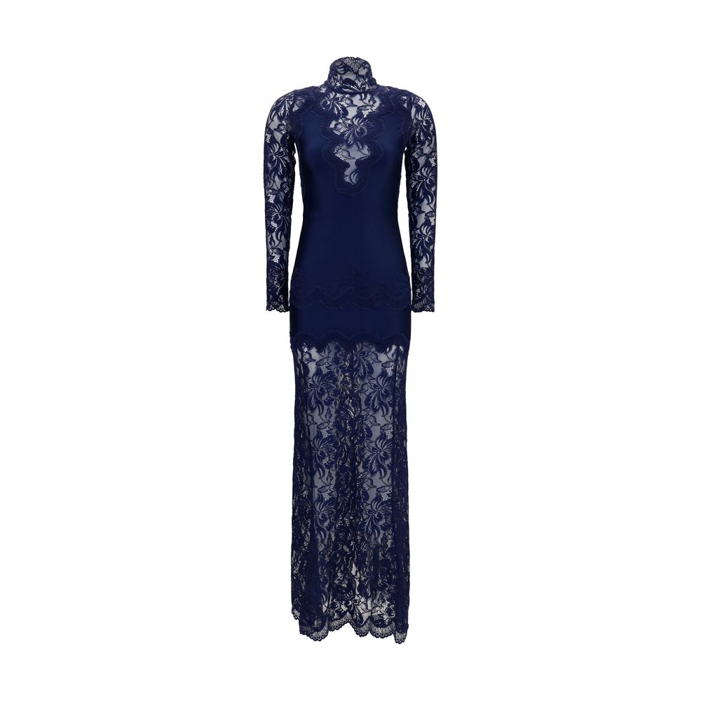 Rabanne Langes blaues Kleid aus Polyamid