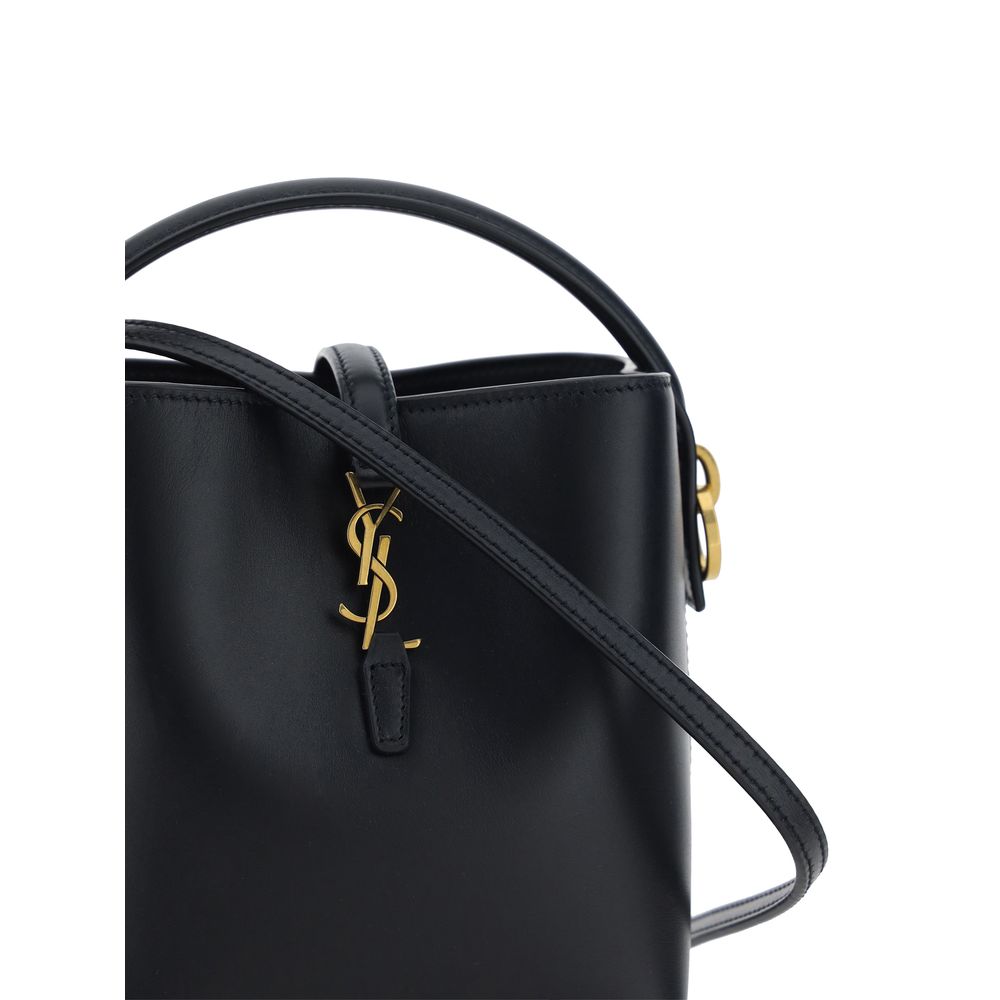Saint Laurent Schwarze Bos Taurus Kalbsleder Schultertasche