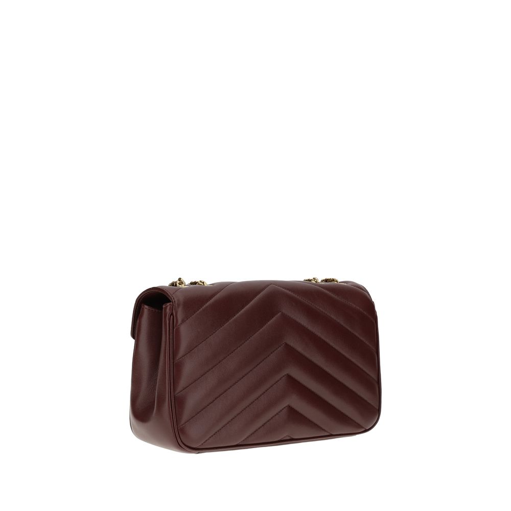 Saint Laurent Schultertasche aus bordeauxrotem Lammleder Ovis Aries Aries