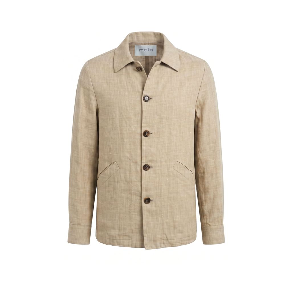 Malo Beige Leinen Herrenjacke