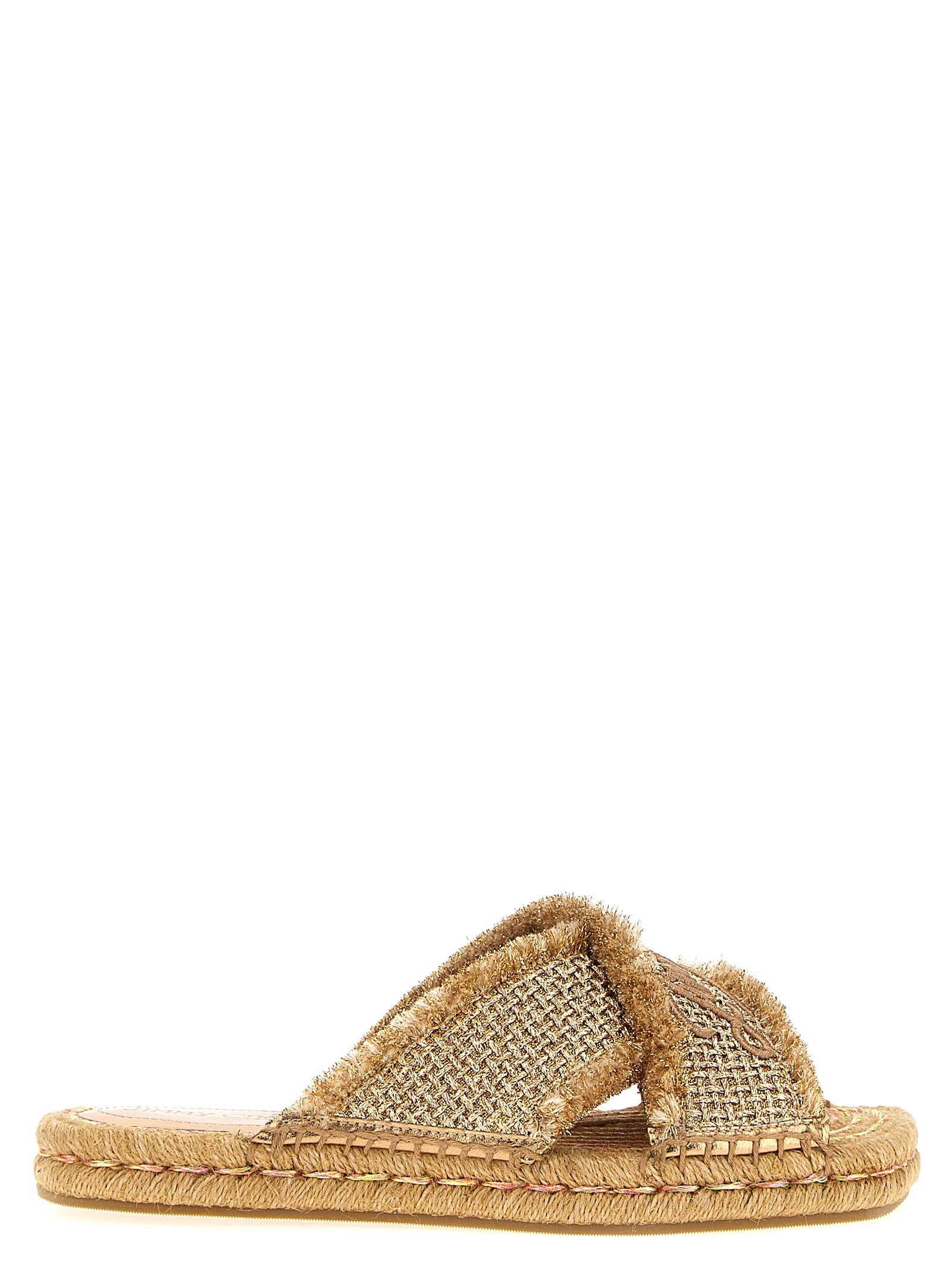 Jimmy Choo Goldene Textil-Slipper