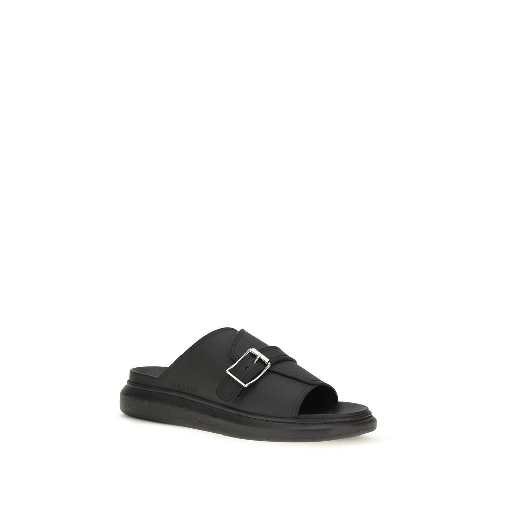Alexander McQueen Schwarze Bos Taurus Kalbsleder Plateau-Sandalen