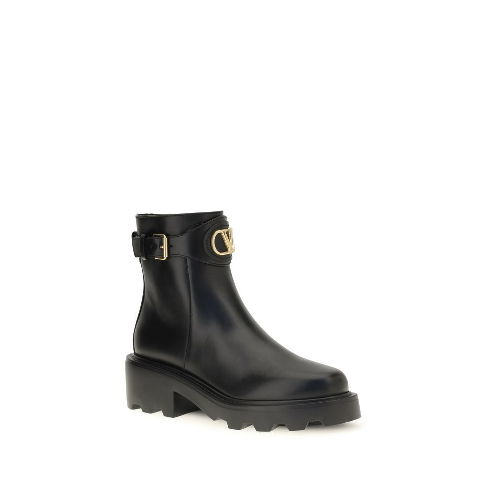Valentino Garavani Schwarze Ankle Boots aus Kalbsleder Bos Taurus