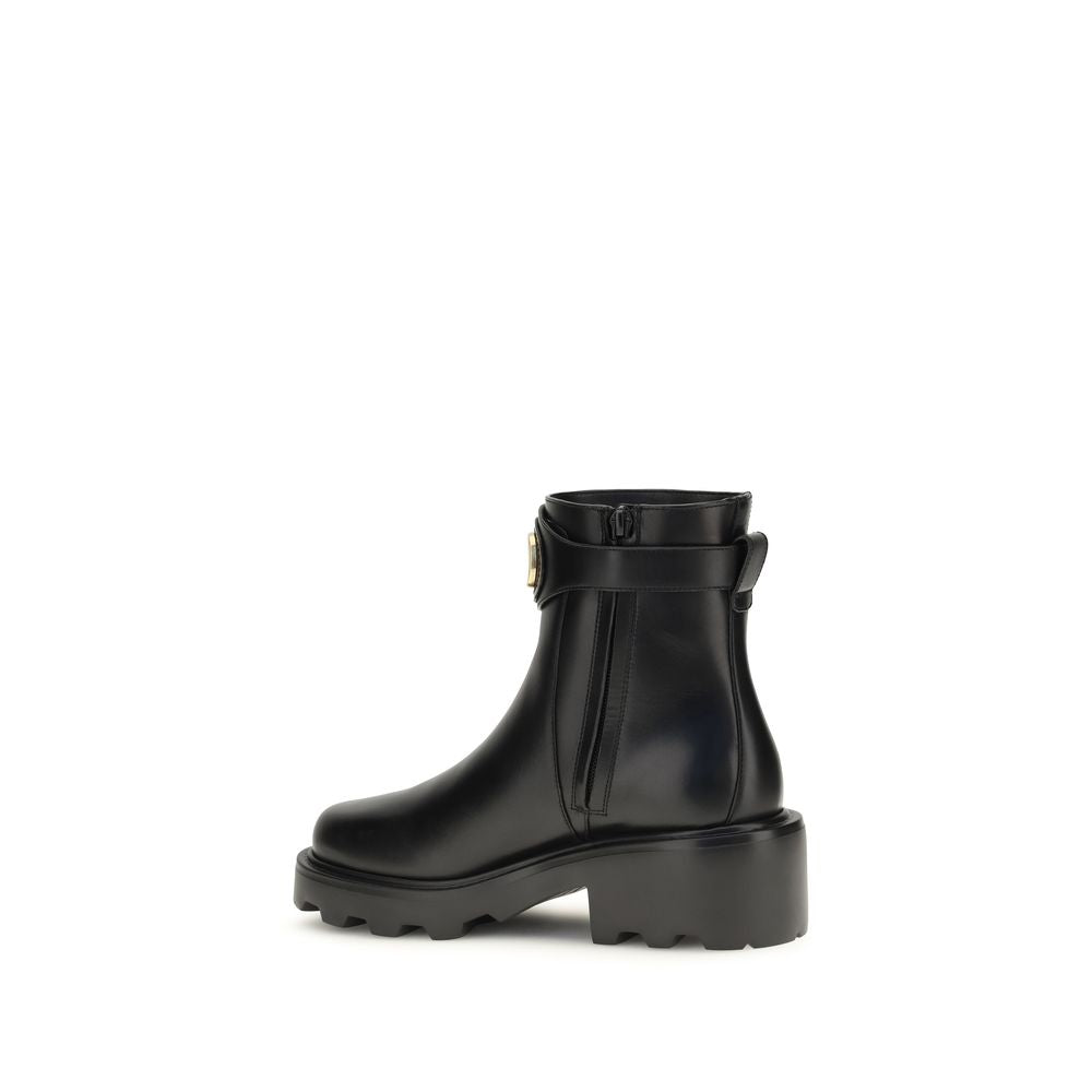 Valentino Garavani Schwarze Ankle Boots aus Kalbsleder Bos Taurus