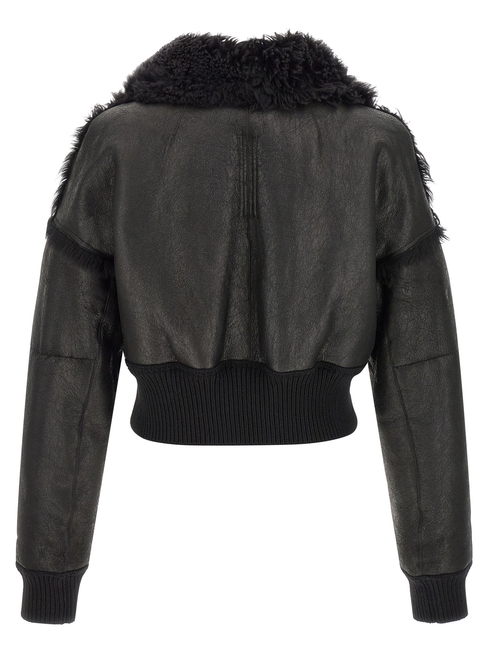 Rick Owens Schwarze Lammfell-Lederjacke