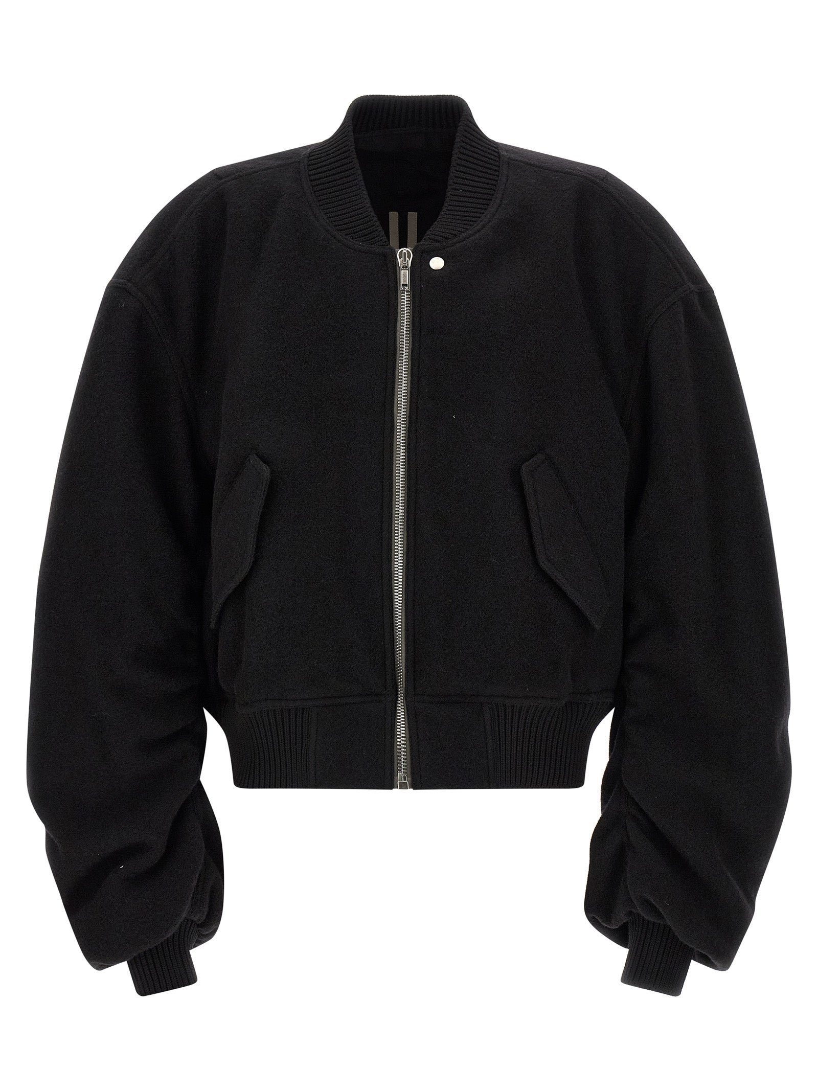 Rick Owens Schwarzer Bomber aus reiner Schurwolle