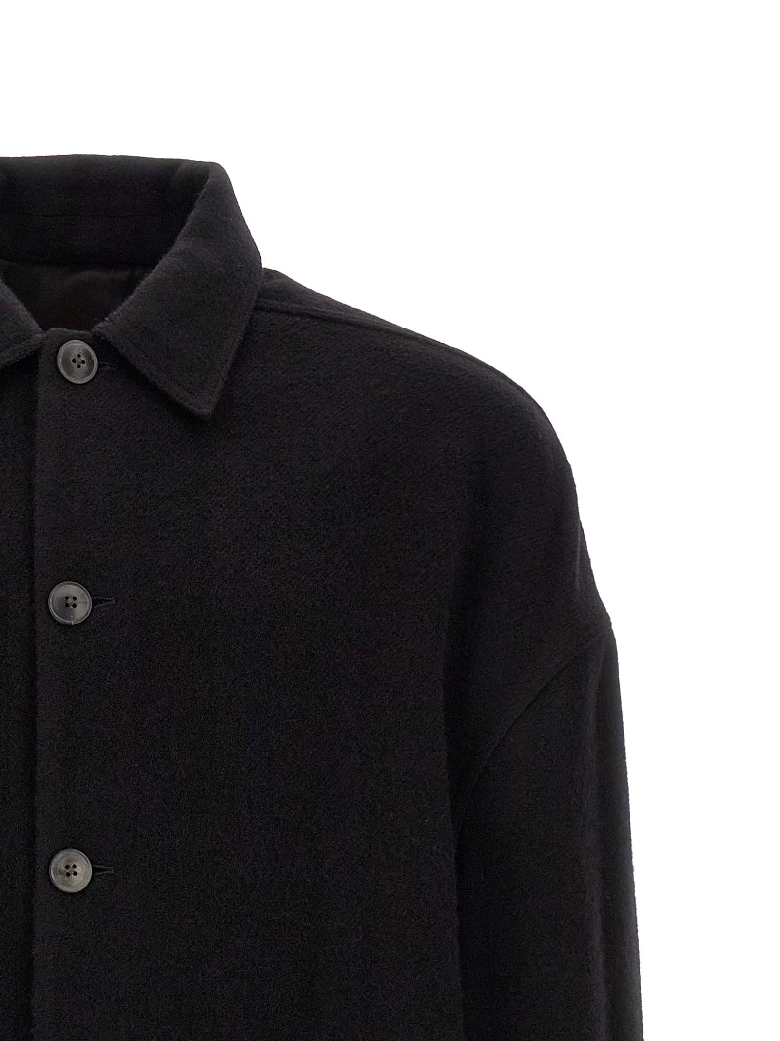 Rick Owens Schwarzer Wollmantel aus reiner Schurwolle