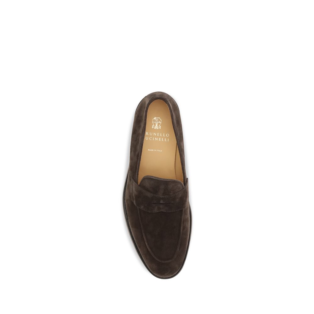 Brunello Cucinelli Braune Kalbsleder Bos Taurus Loafer zum Hineinschlüpfen