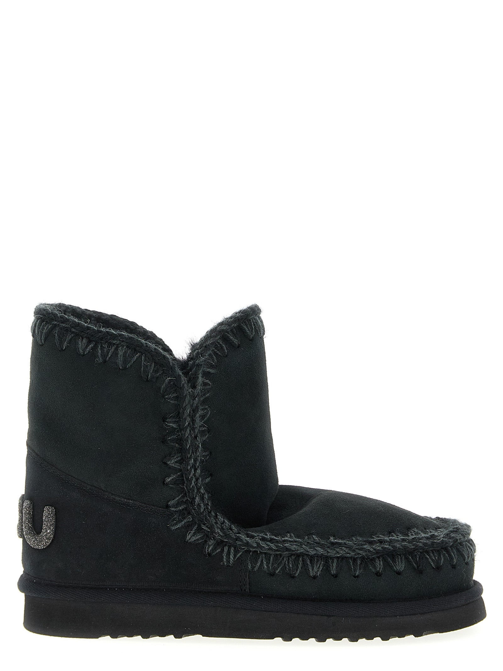 Mou Schwarze Lammleder-Stiefeletten