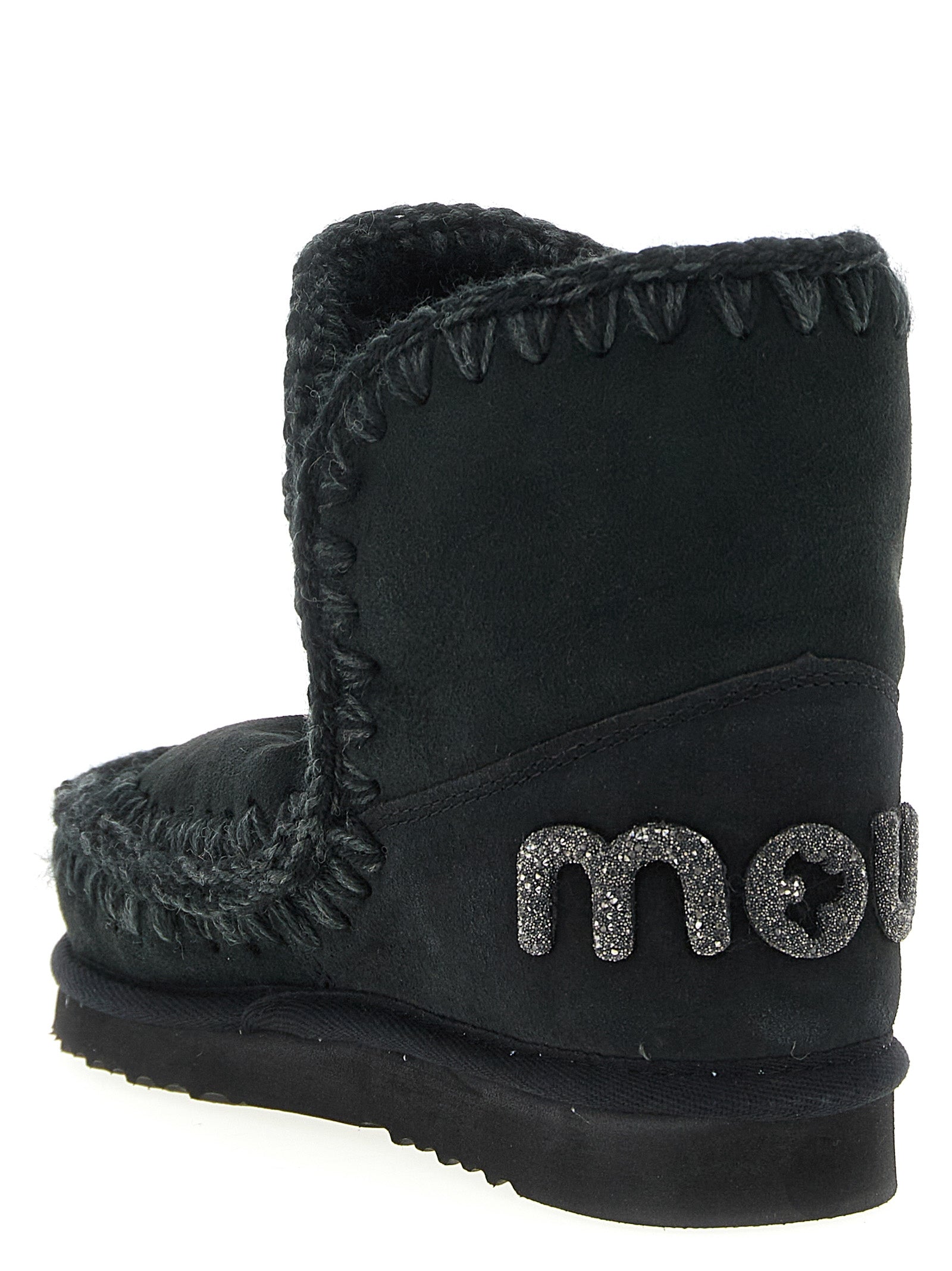 Mou Schwarze Lammleder-Stiefeletten