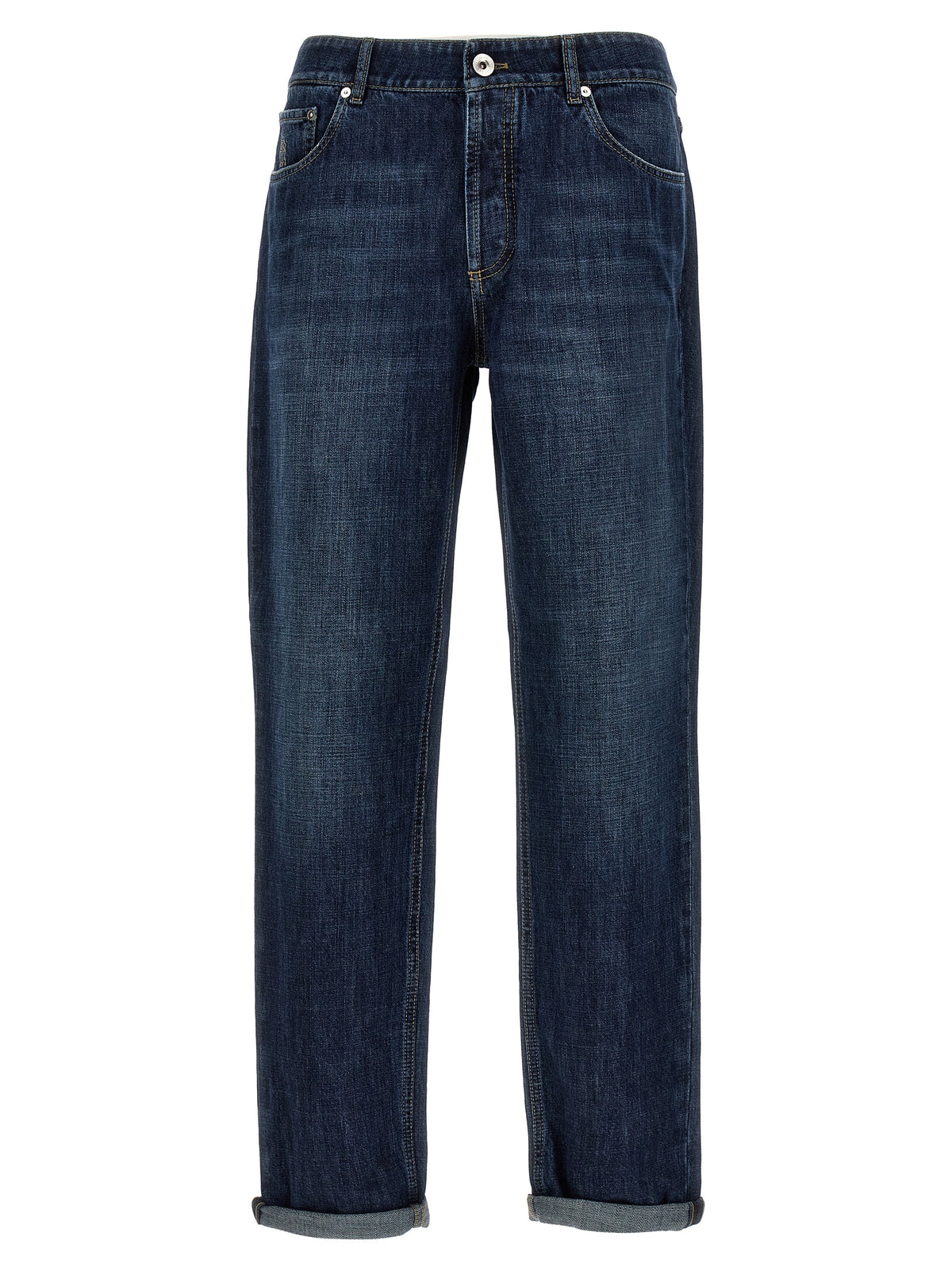 Brunello Cucinelli Blaue Jeans aus Baumwolle im geraden Schnitt