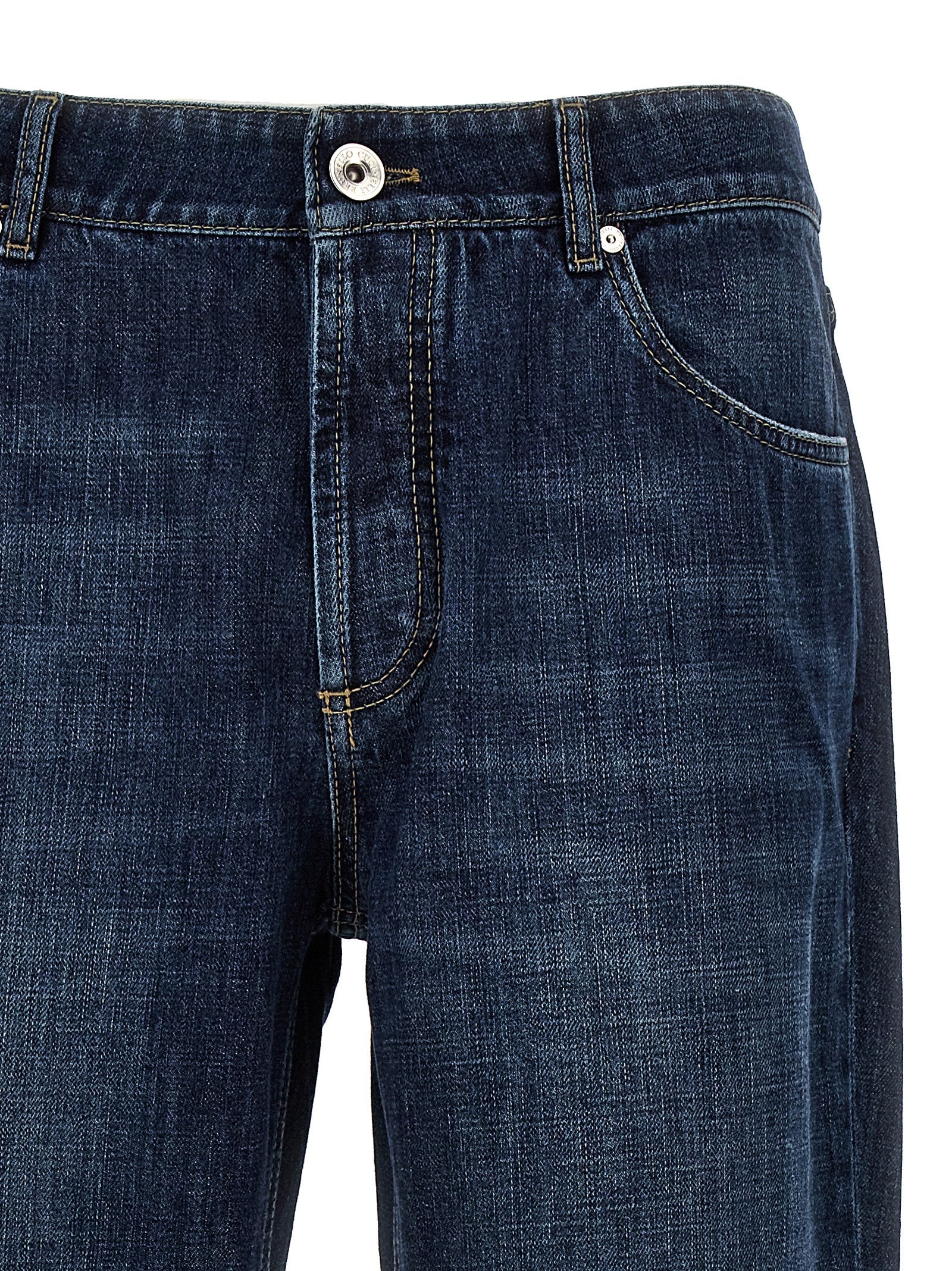Brunello Cucinelli Blaue Jeans aus Baumwolle im geraden Schnitt