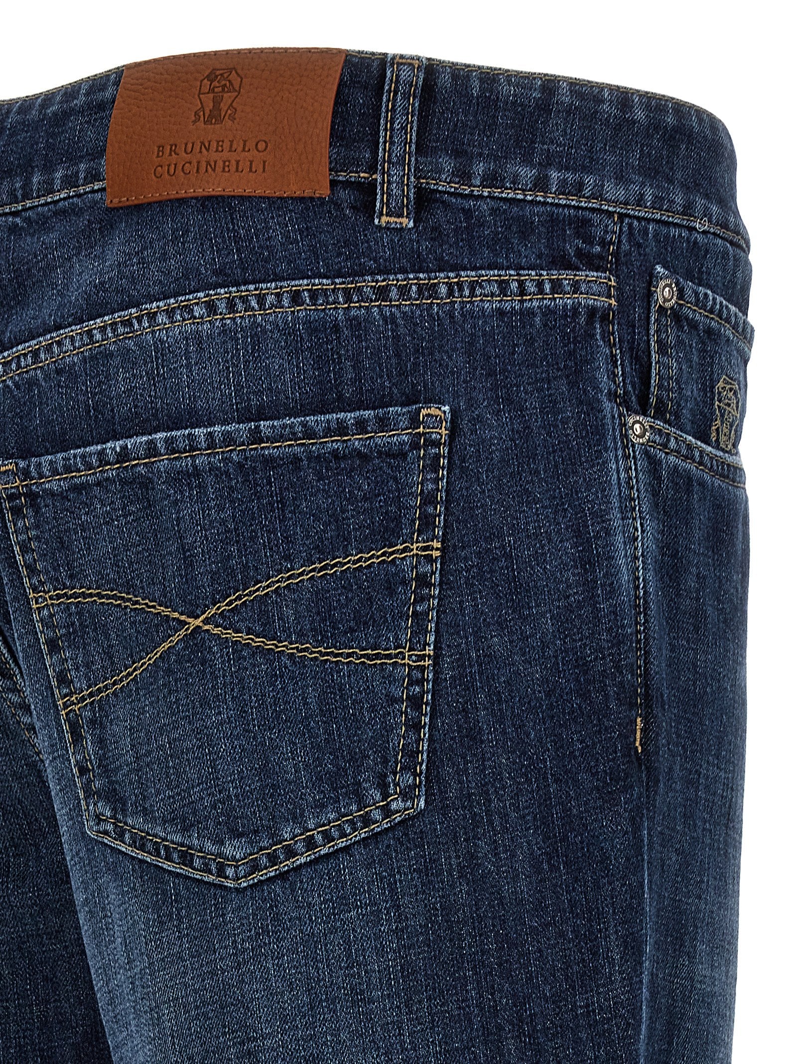 Brunello Cucinelli Blaue Jeans aus Baumwolle im geraden Schnitt