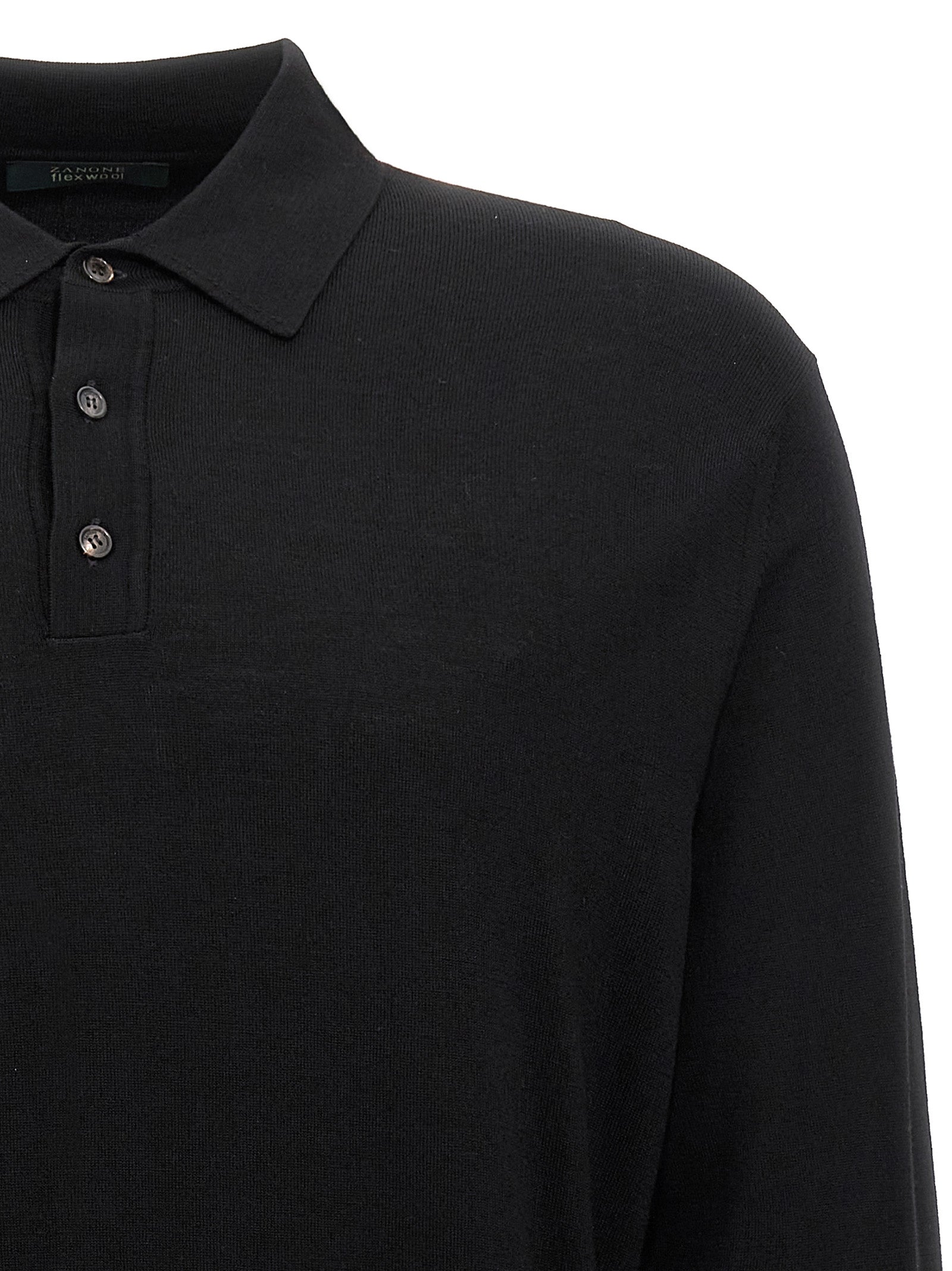 ZANONE Schwarzes Poloshirt aus reiner Schurwolle