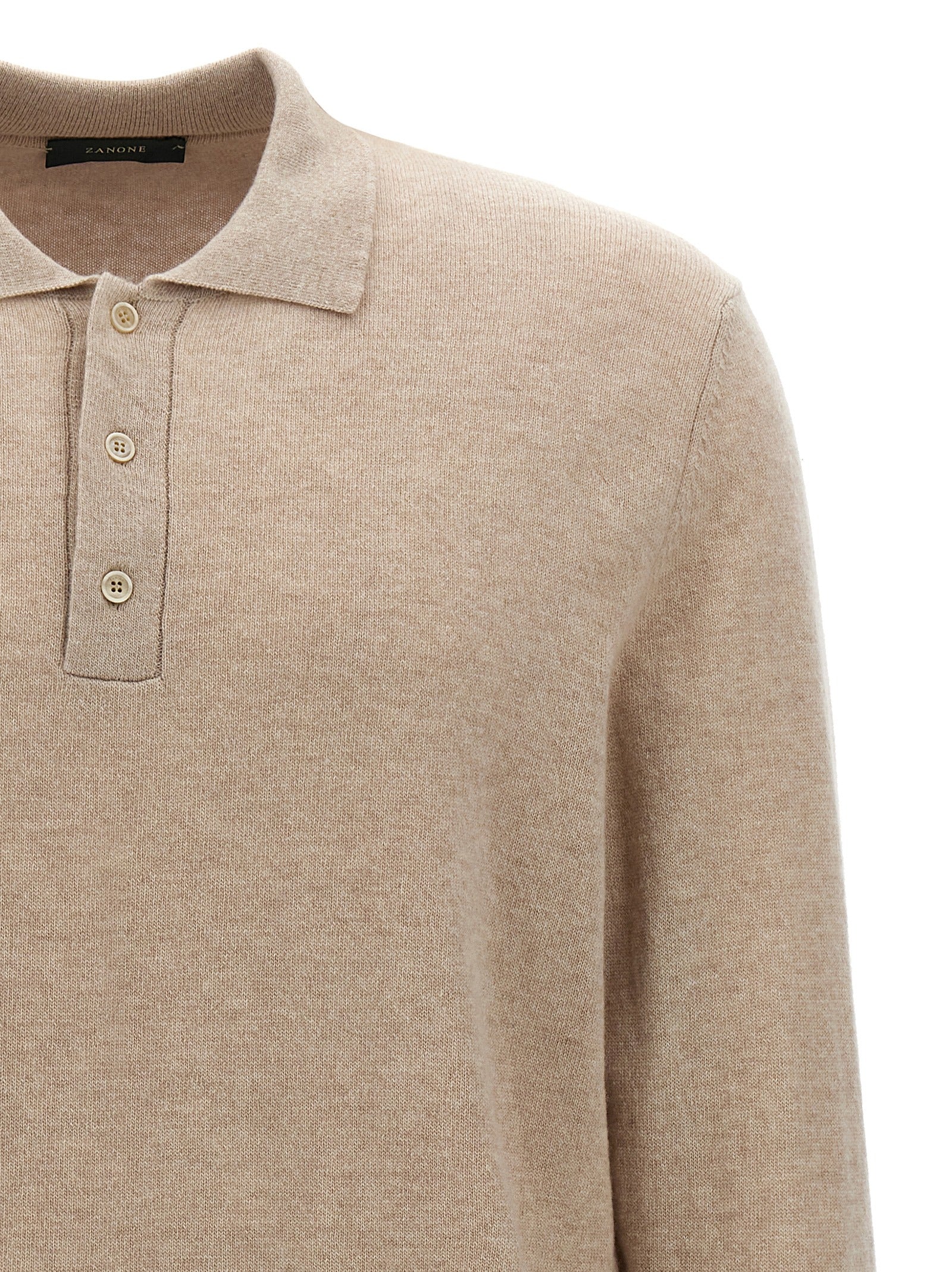 ZANONE Beige Virgin Wool Polo Shirt