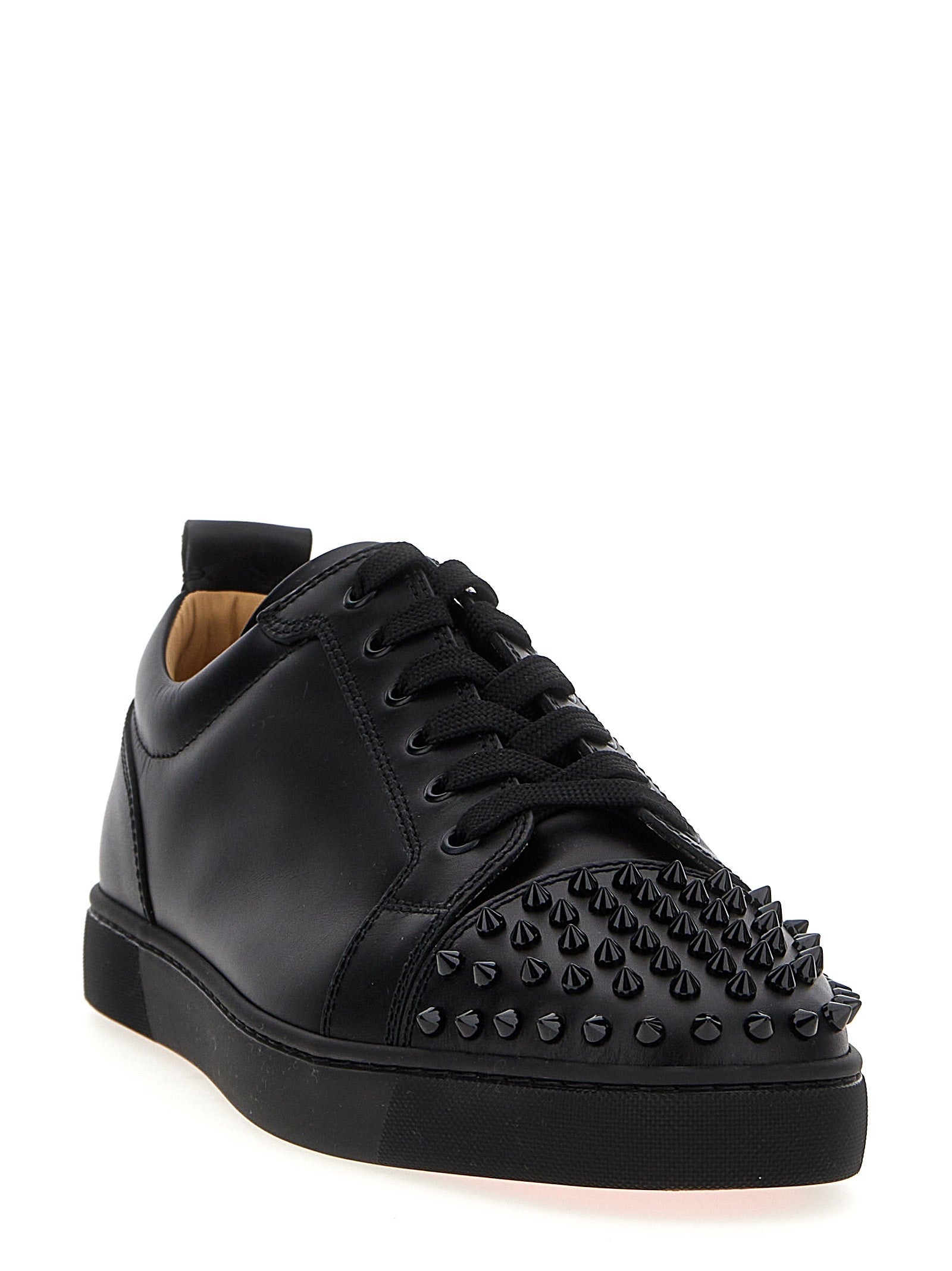 Christian Louboutin Schwarze Kalbsleder Low-Top-Sneaker