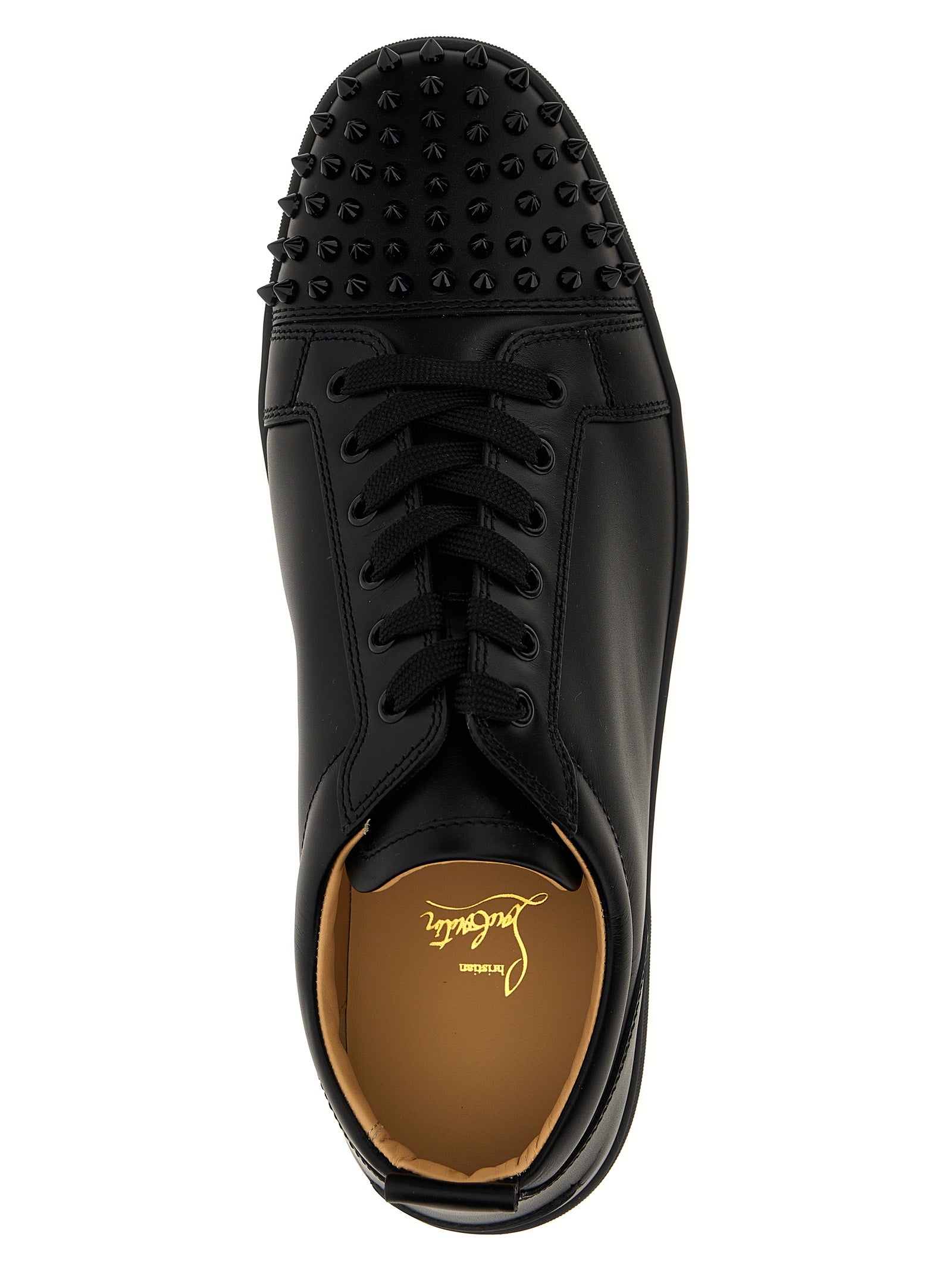 Christian Louboutin Schwarze Kalbsleder Low-Top-Sneaker