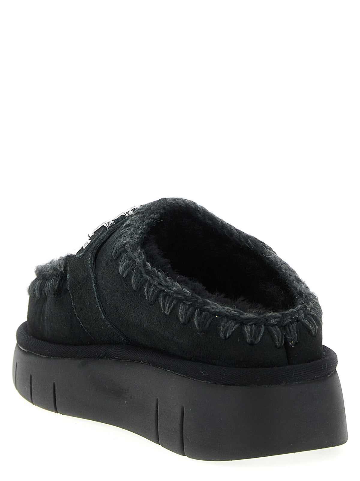 Mou Schwarze Lammleder-Clogs